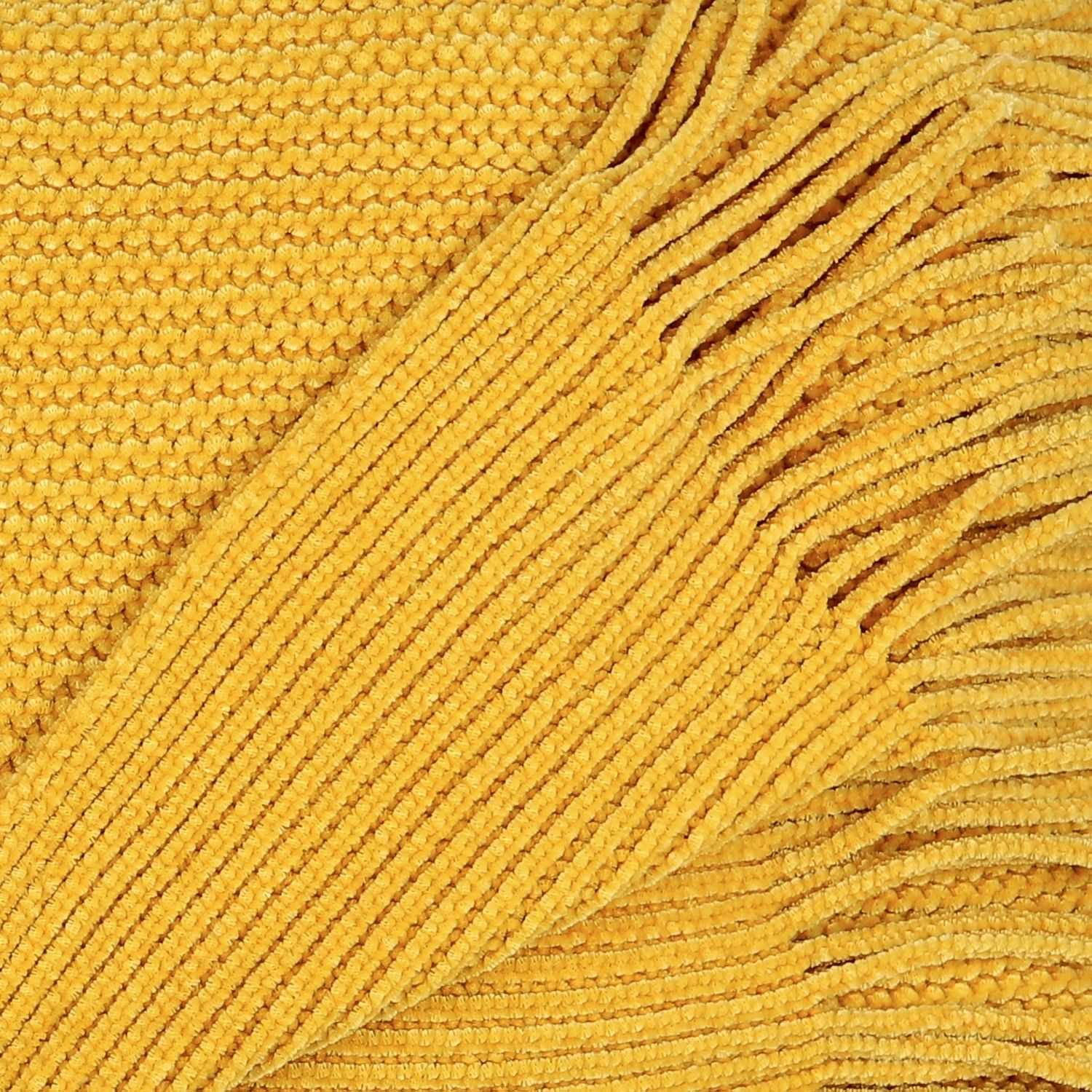 Flanelen deken franje 125x150cm Mosterd geel