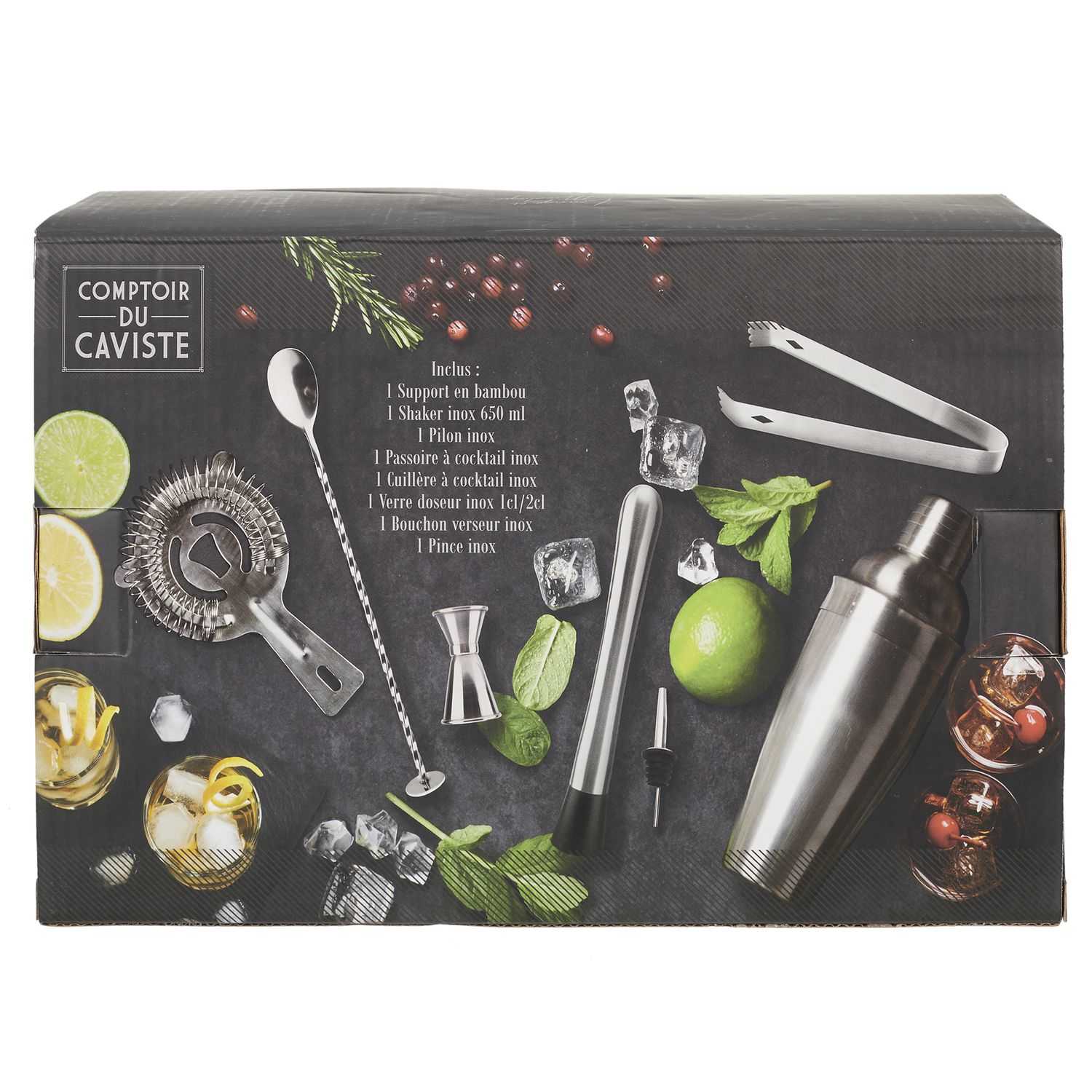 Cocktailset met bamboe dienblad