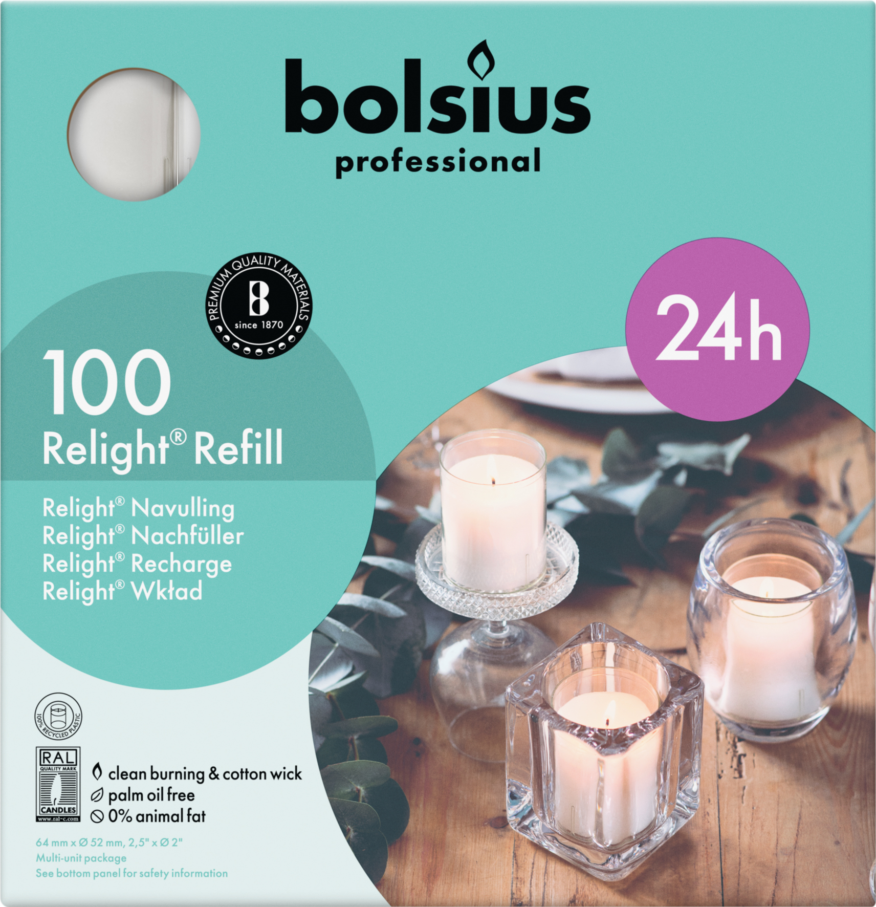 Relight® refill 24 uur 64/52 doos 100 stuks, Transparant