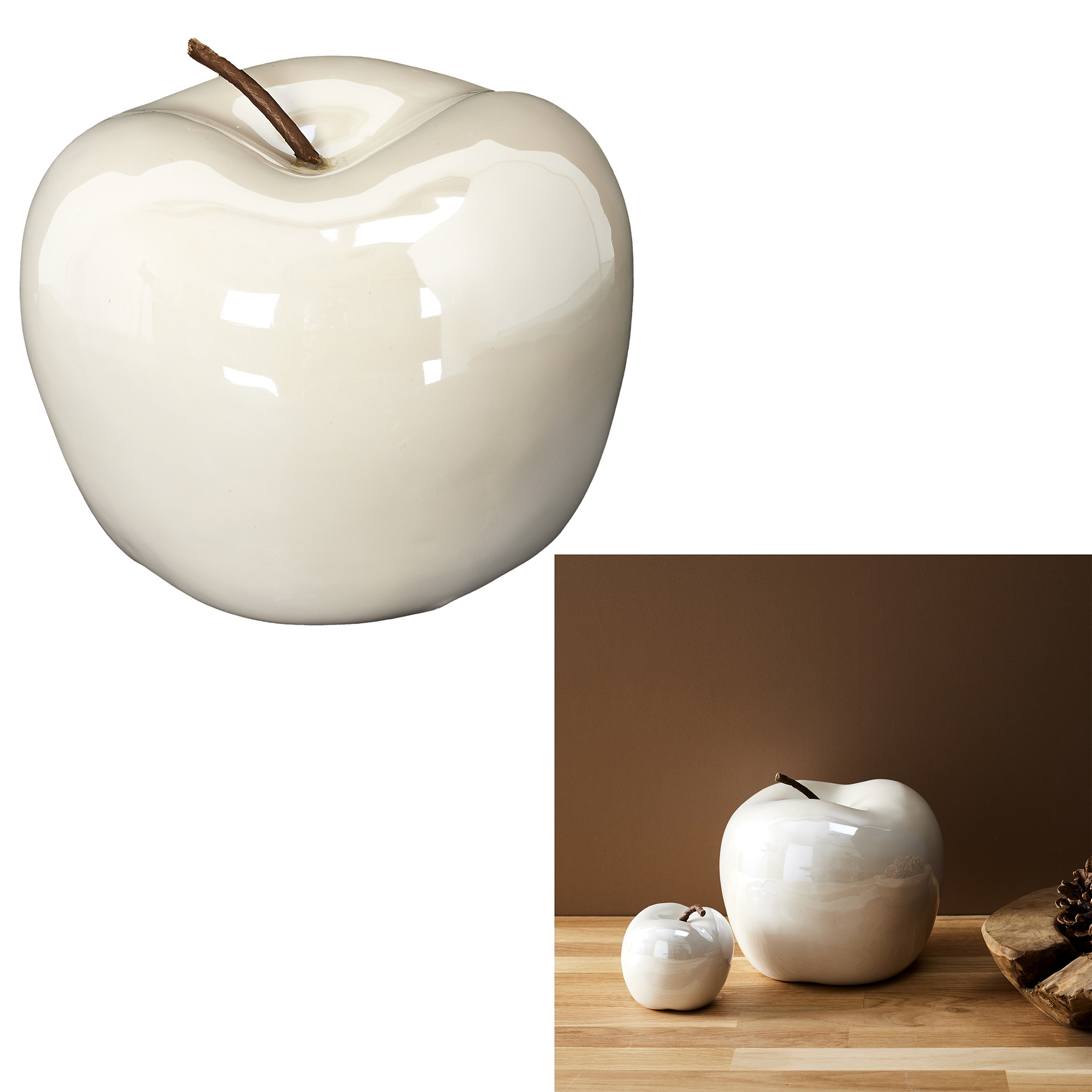 Keramieke deco appel H18cm Wit Keramieke deco appel H18cm Wit