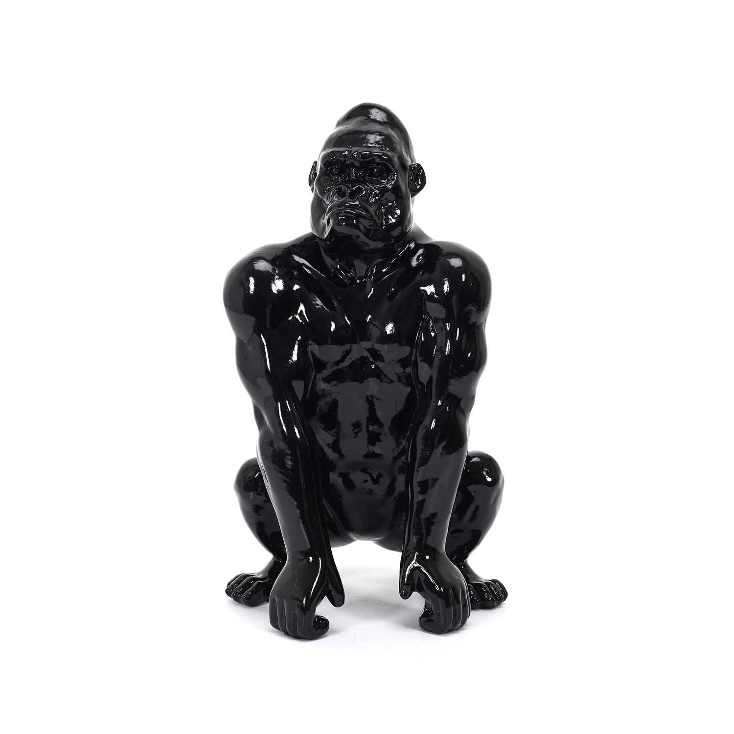 Decoratie gorilla 14,5x24x14cm Zwart 