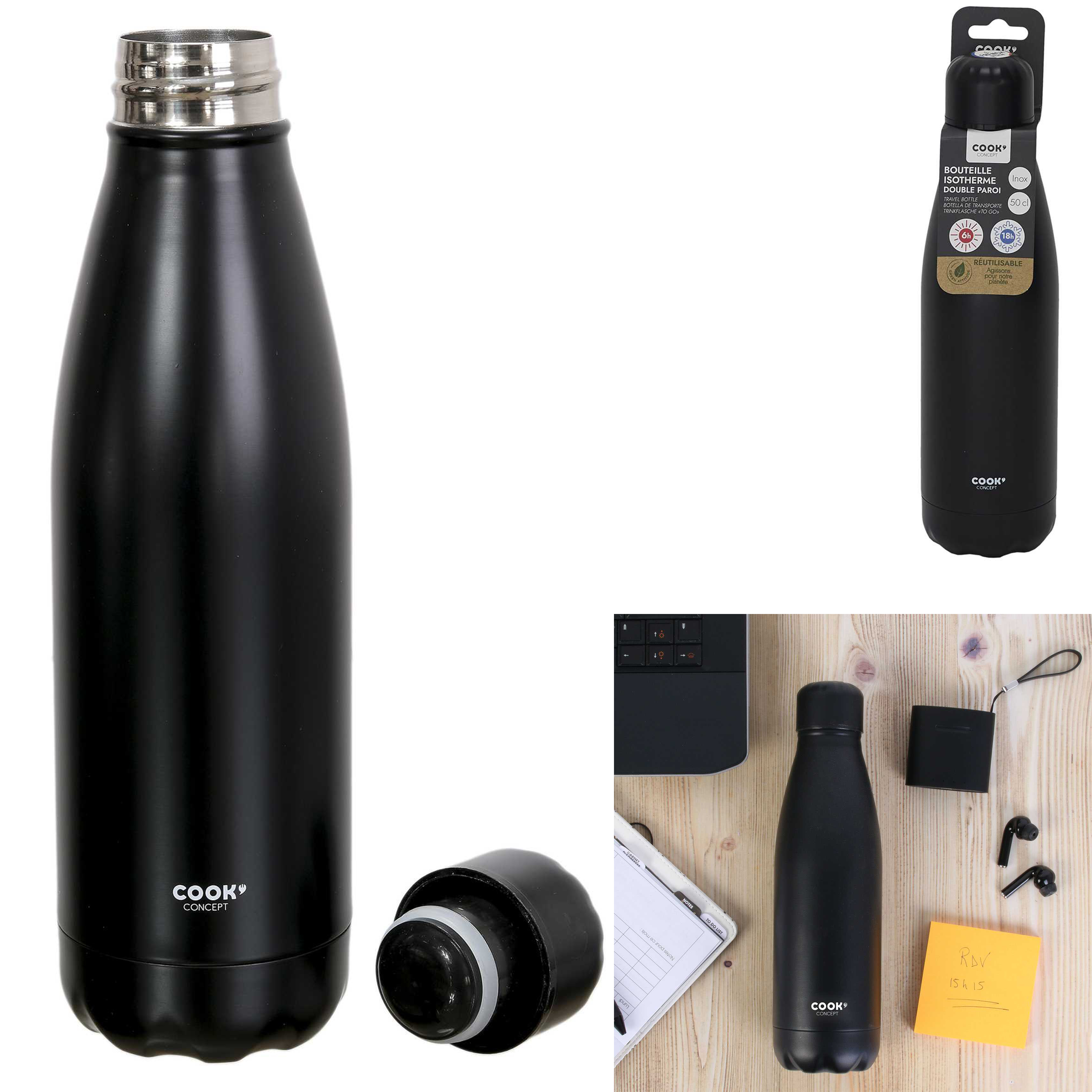 Zwarte reisfles 500ml Zwarte reisfles 500ml