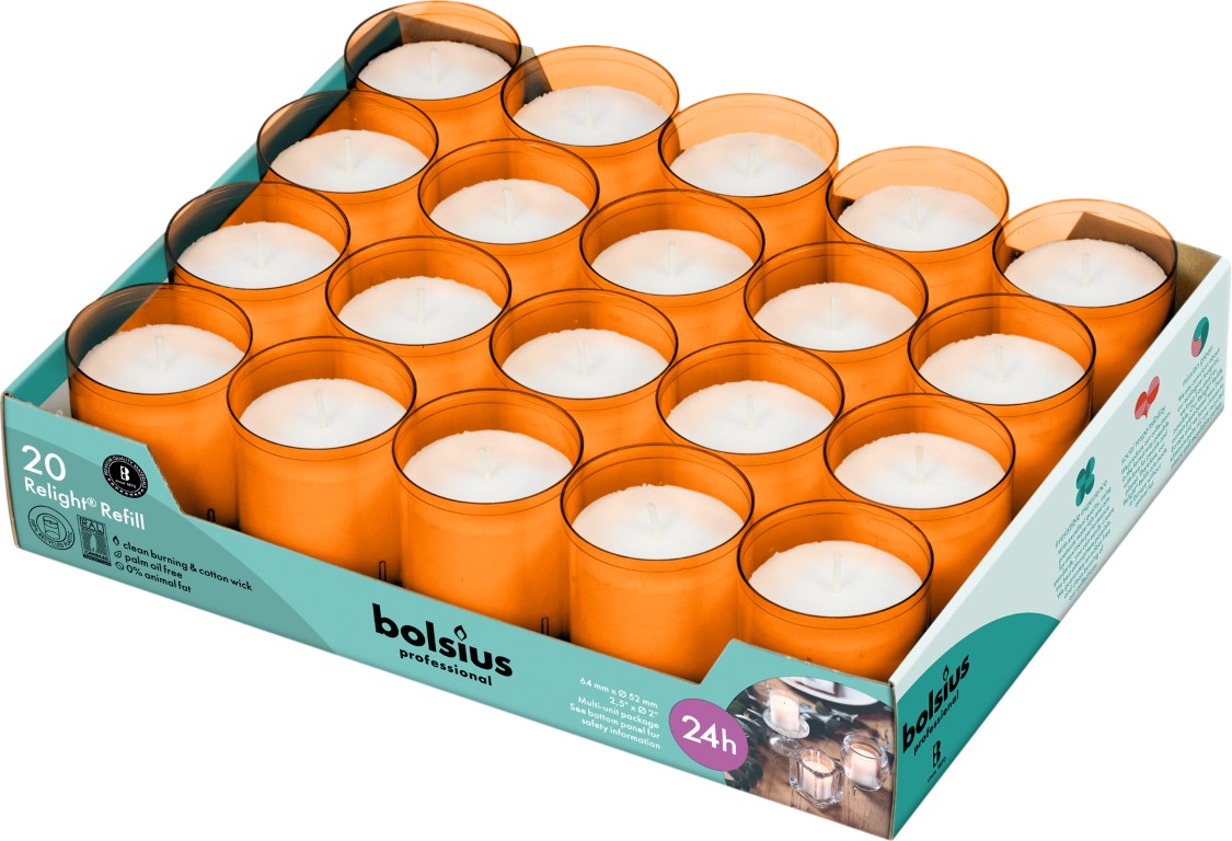 Relight® refills 24 uur 64/52 tray 20 stuks , Oranje