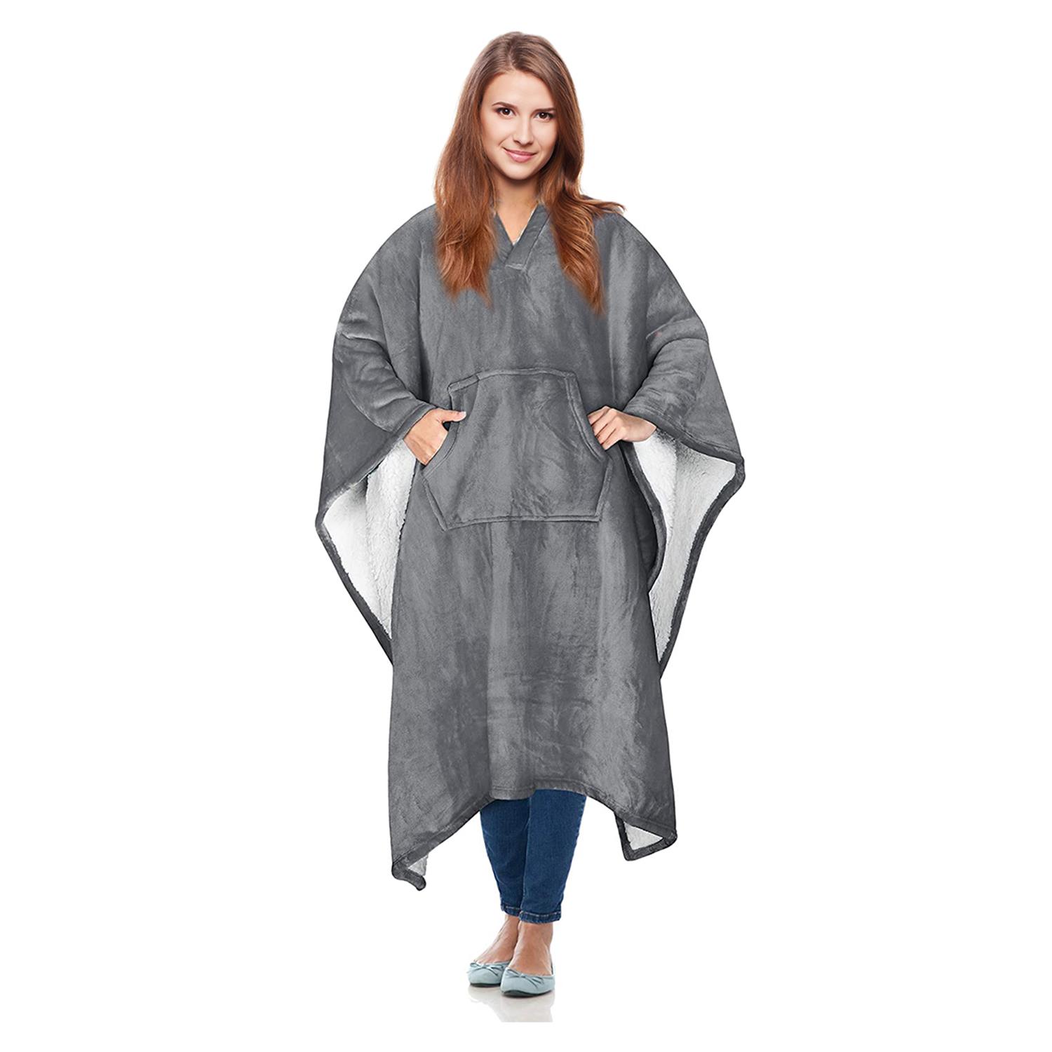 GRIJZE PONCHO PLAID 