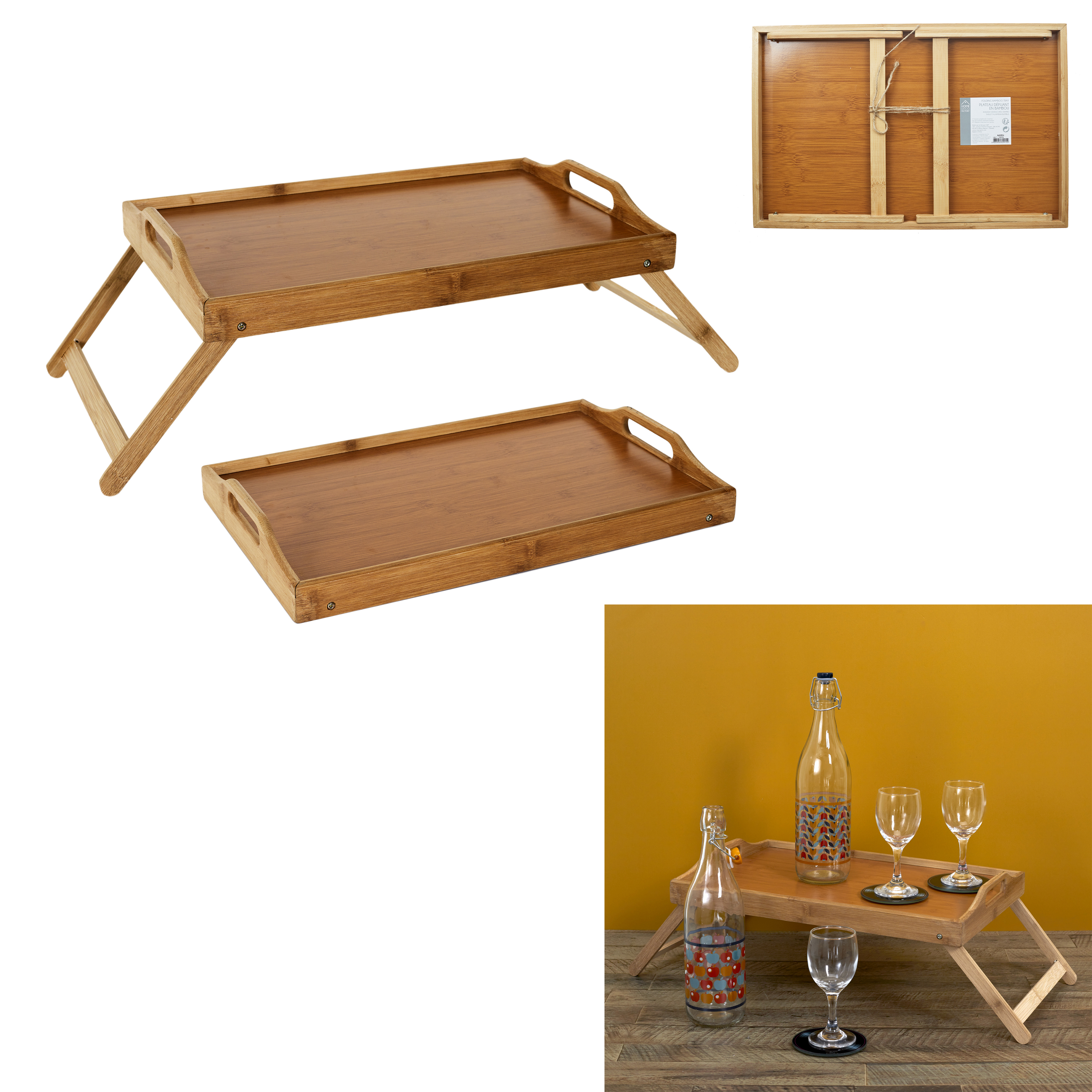 Home Deco Retro Opvouwbare bamboe serveertafel