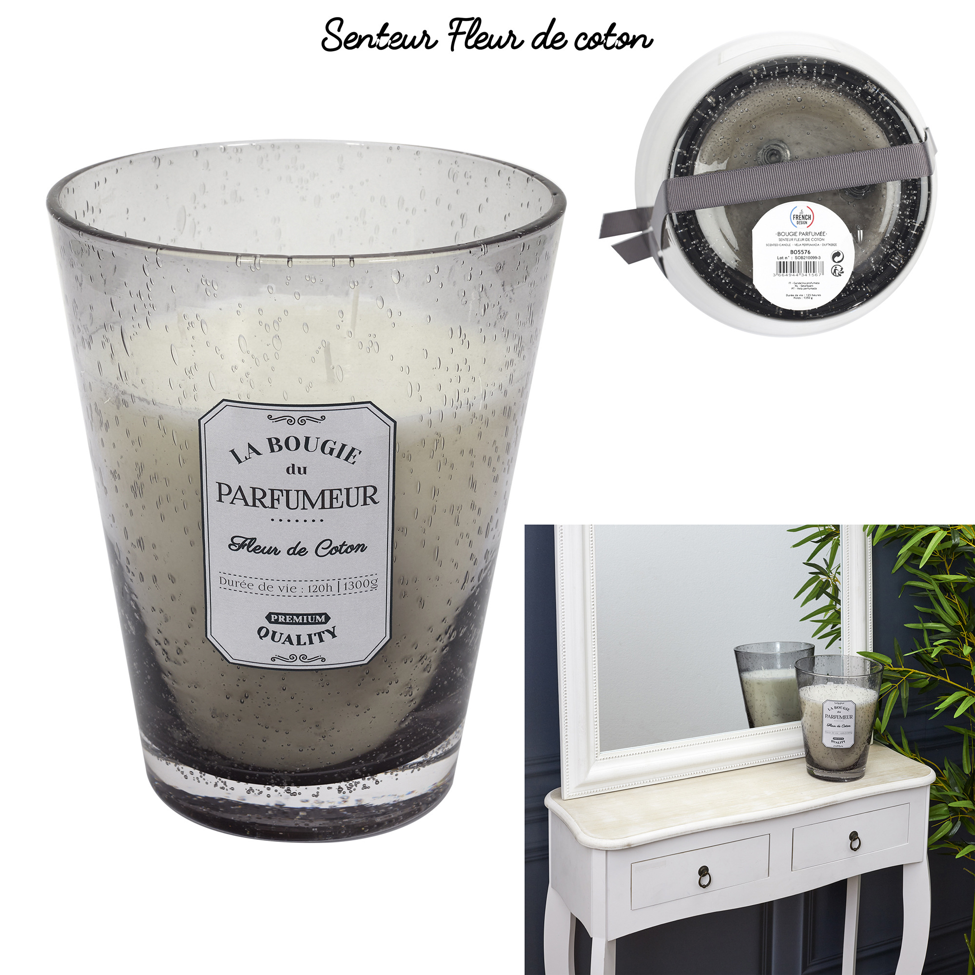Home Deco geurkaars H23cm Home Deco geurkaars transparant H23cm