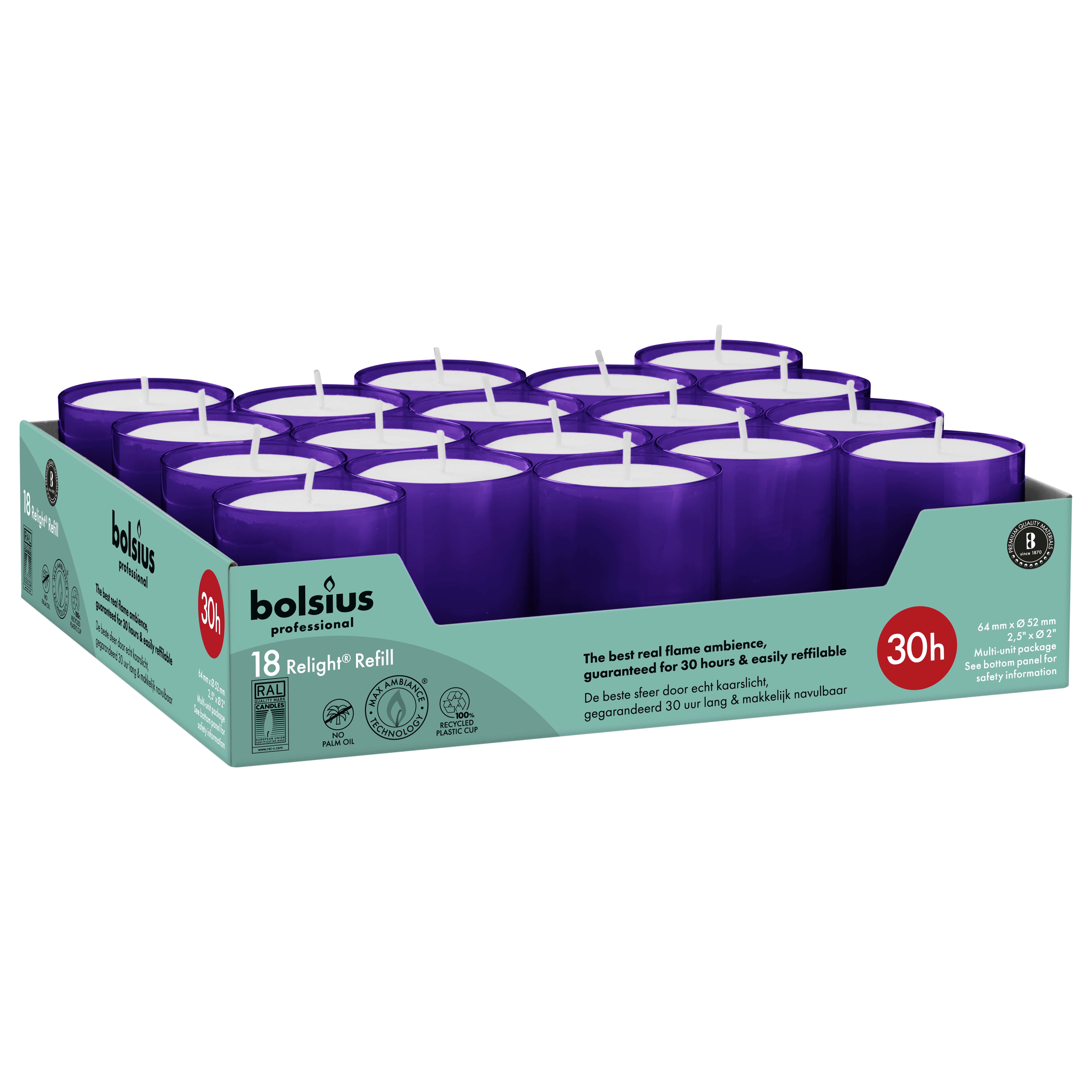 Relight® navullingen 30 uur 64/52 tray 18 Paars