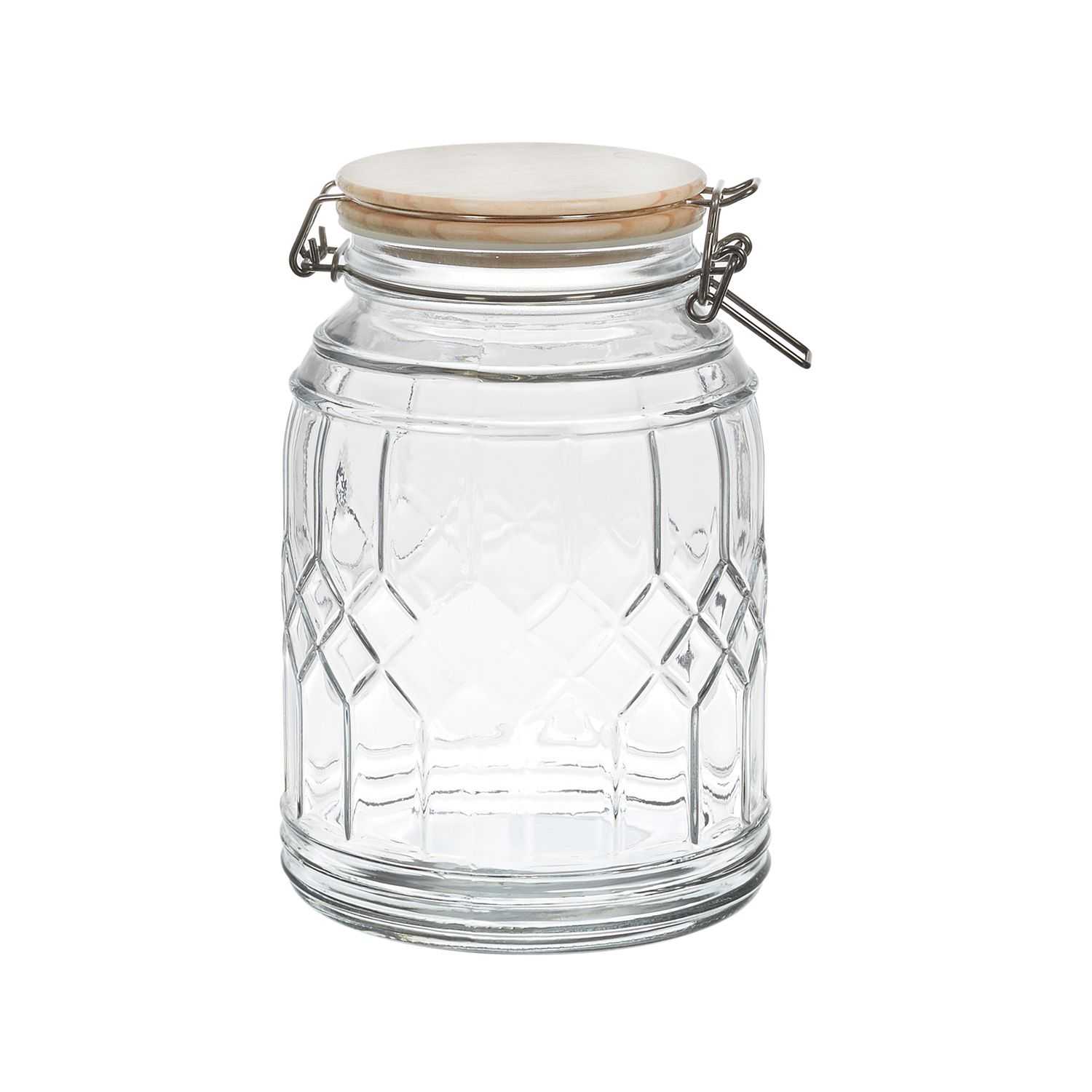 Glazen pot met bamboedeksel 1,8 liter