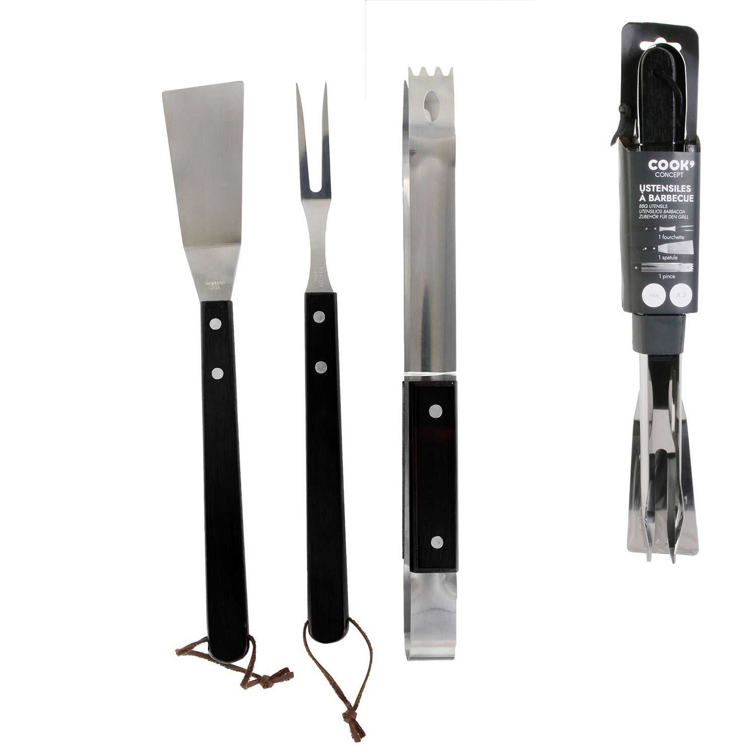 BBQ driedelige gereedschap set, Zwart  