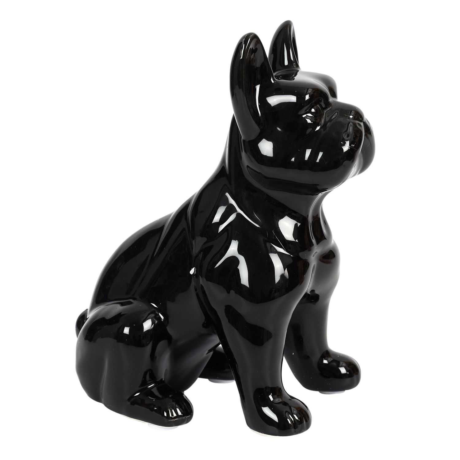 Decoratief black bulldog 20cm keramiek