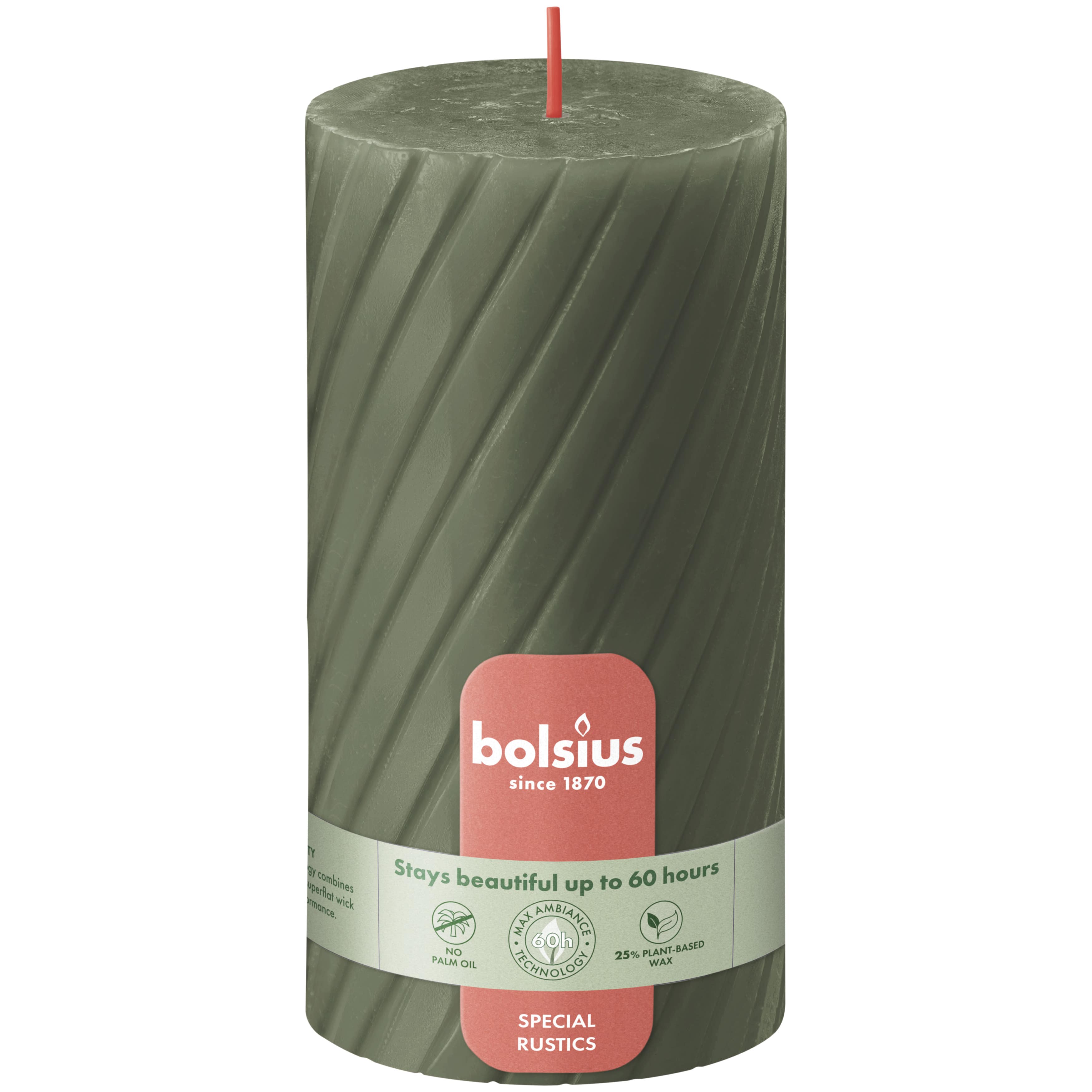 Rustiek twist stompkaars 130/68 Fresh Olive