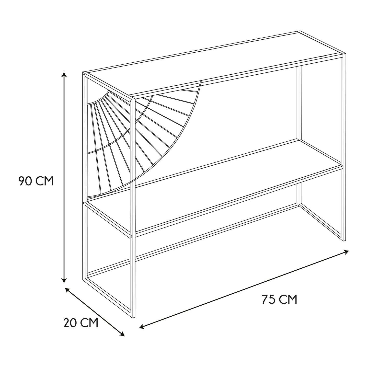 Vakkenkastje metaal met 2 planken 90x75x20cm 