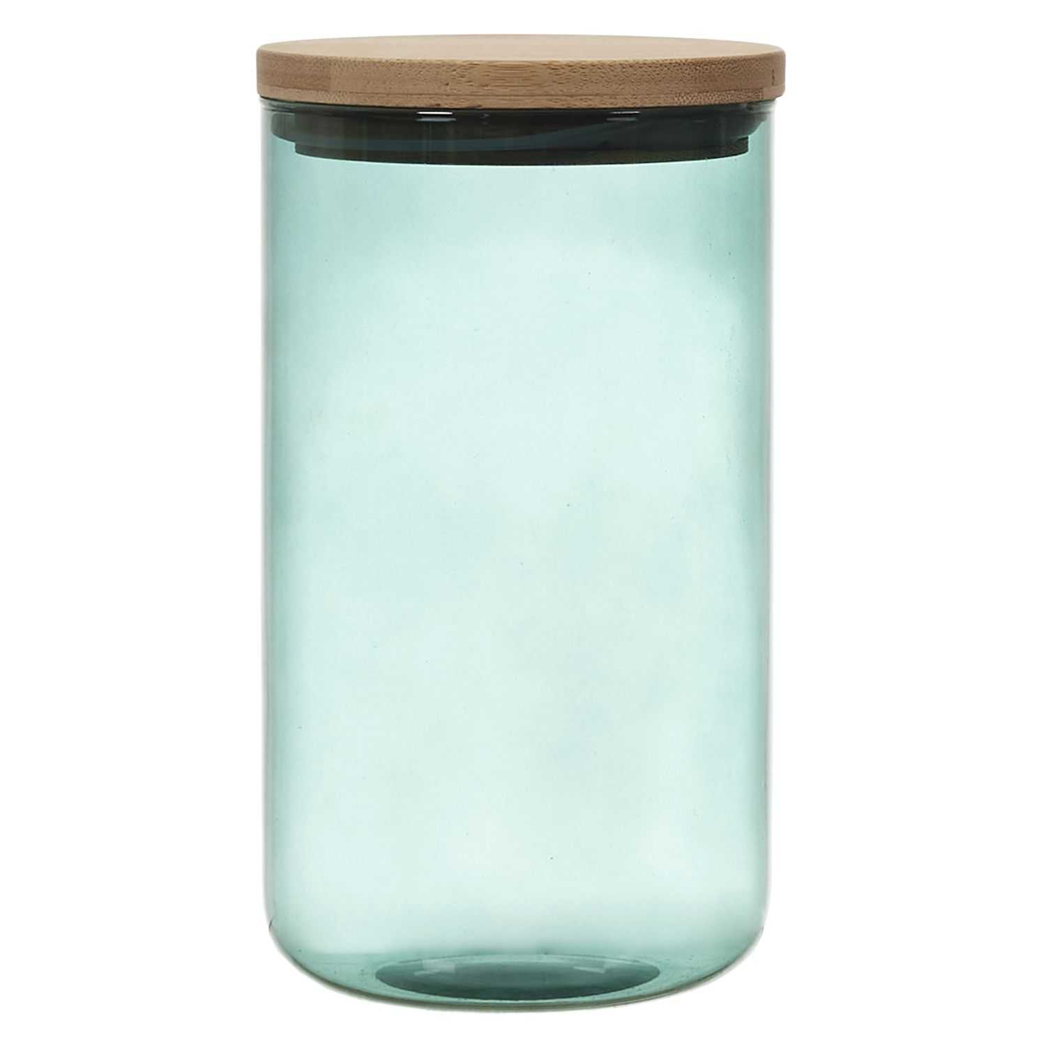 Glazen pot met bamboedeksel 1 liter