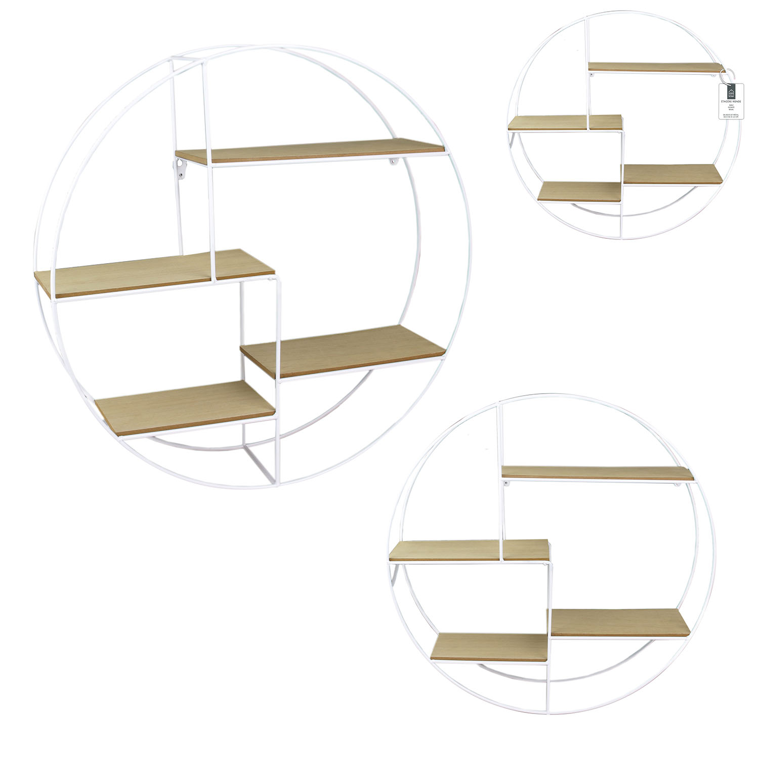 Witte wandplank rond 50x12x50cm