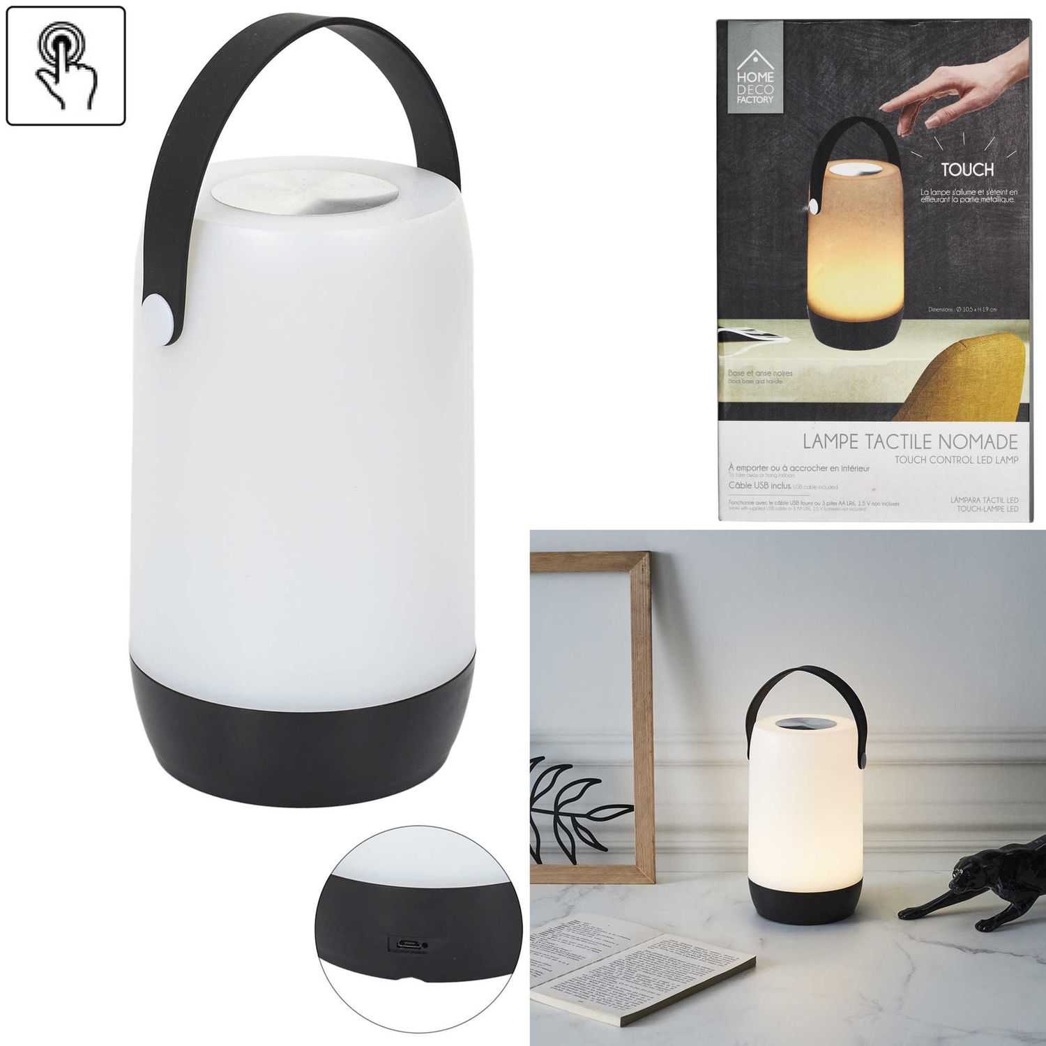 Mobiele LED lamp met touch schakelaar Zwart/Wit
