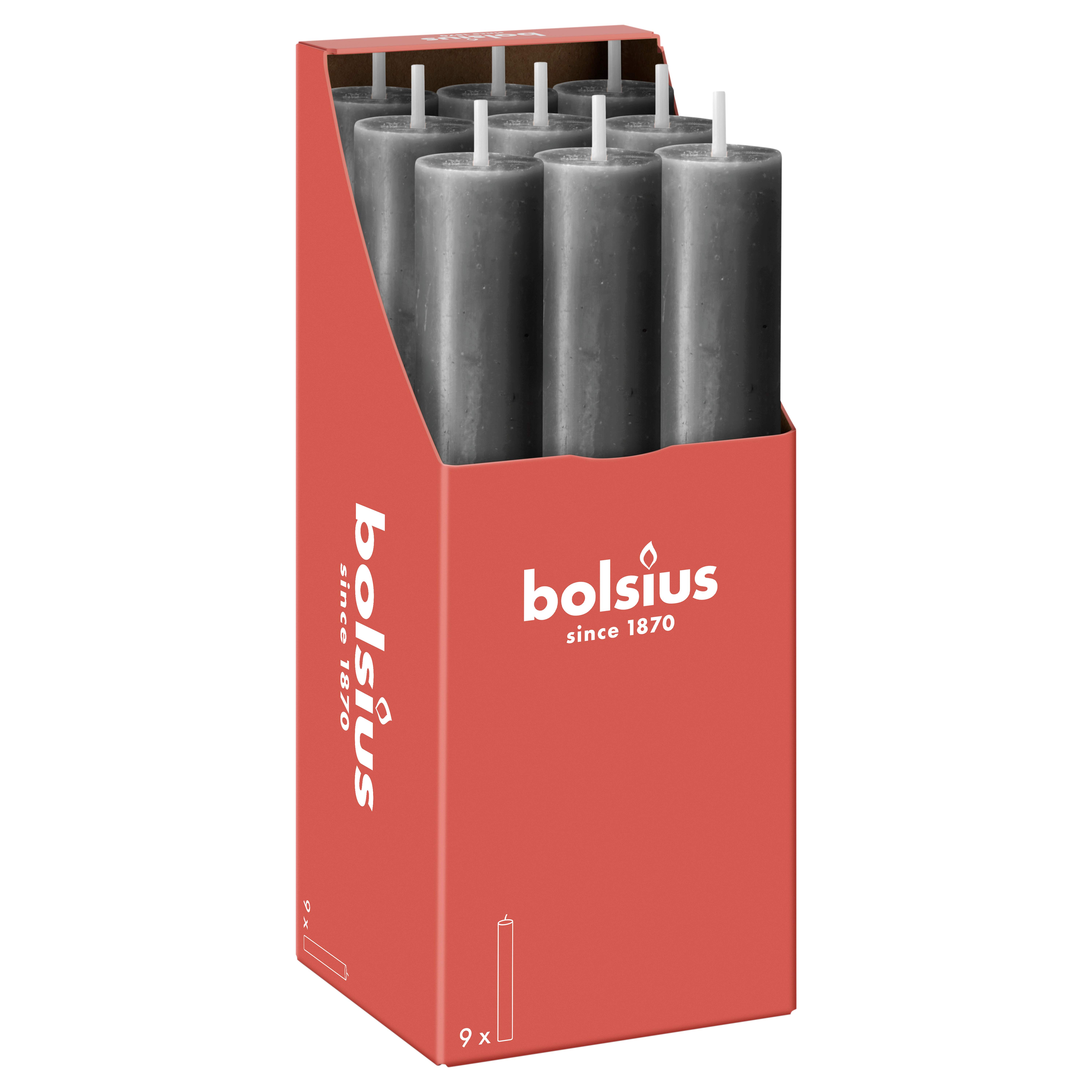 Rustiek tafelkaars XL 9 stuks Stormy Grey