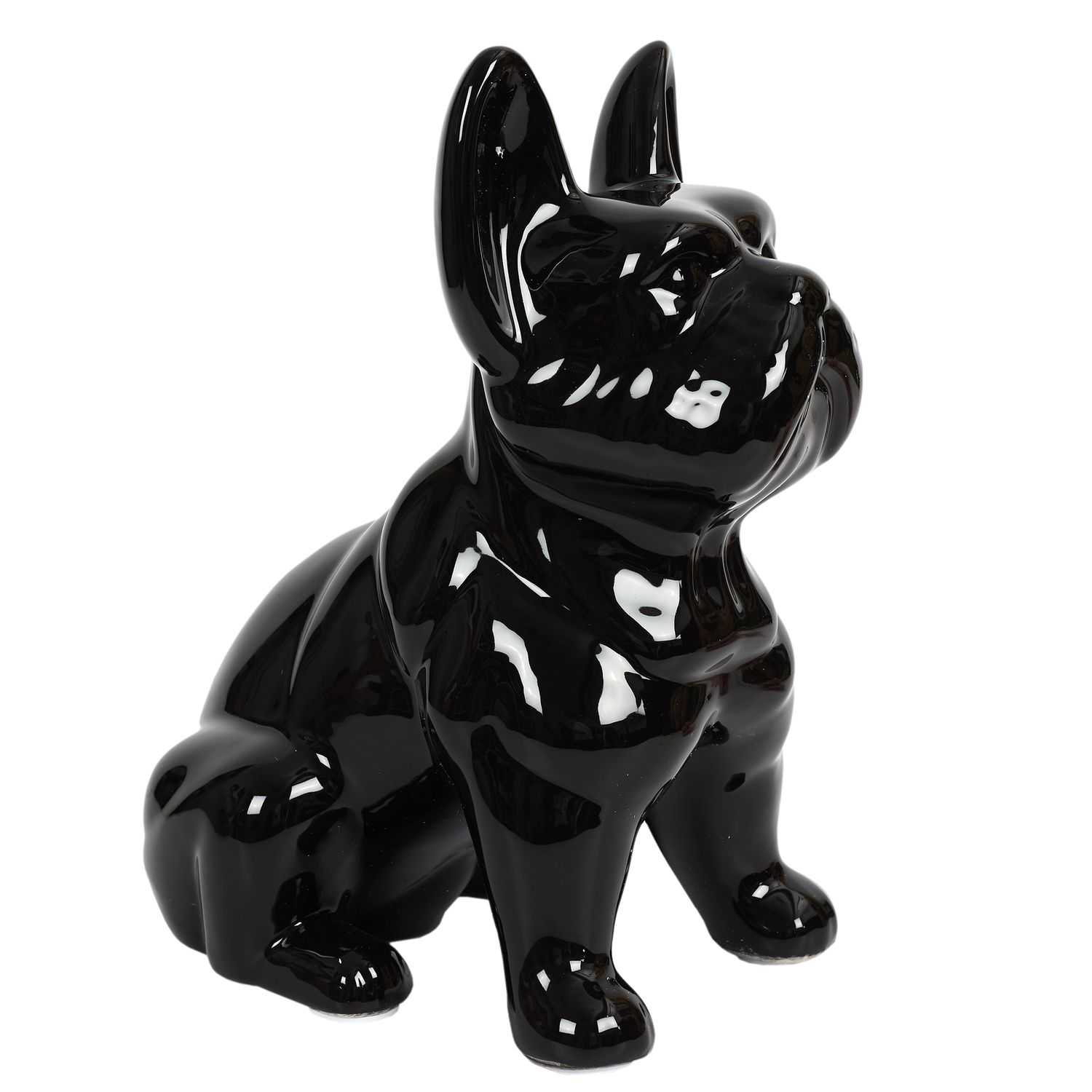 Decoratieve zwarte buldog H30cm - keramiek