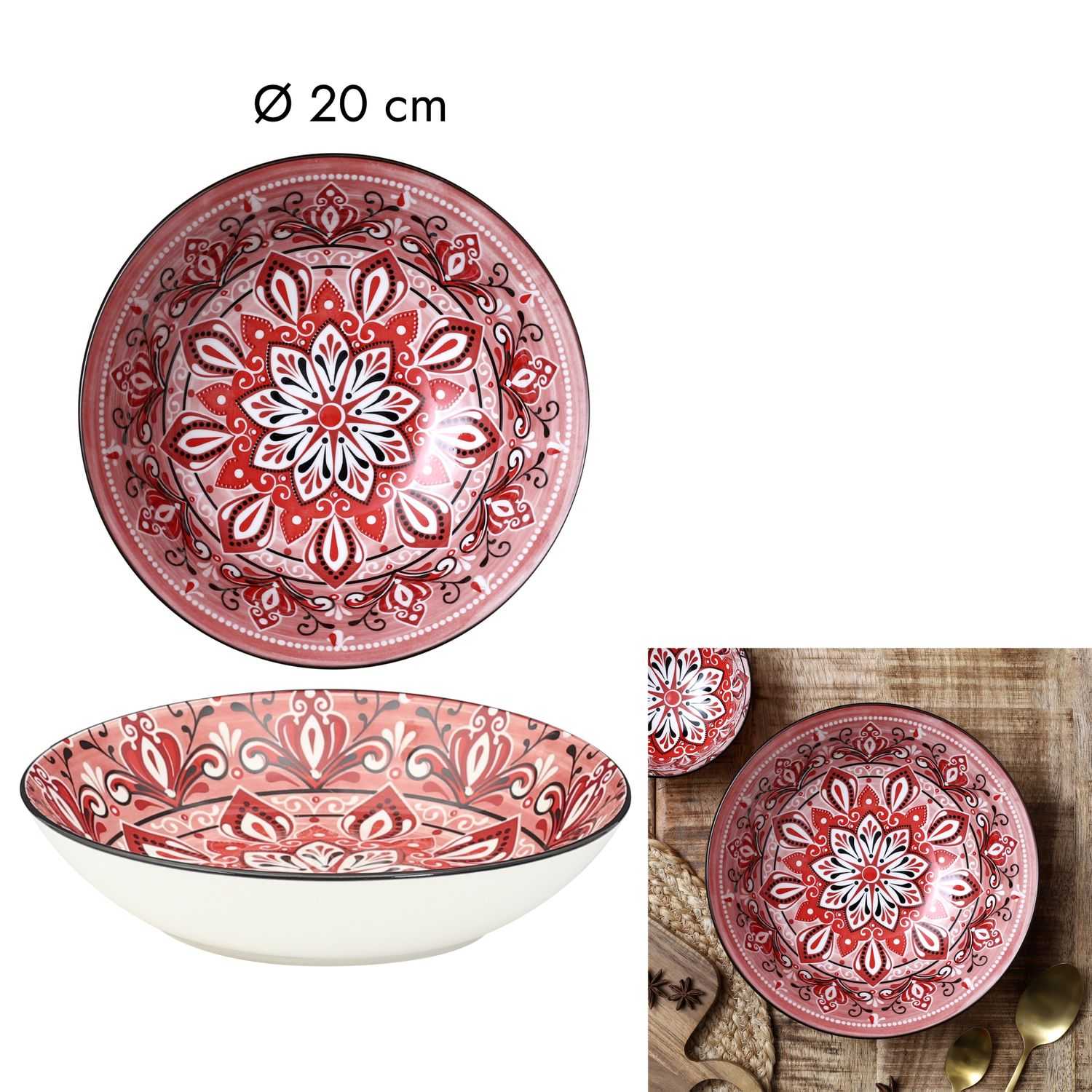 Bord Jaipur D20cm, Rood