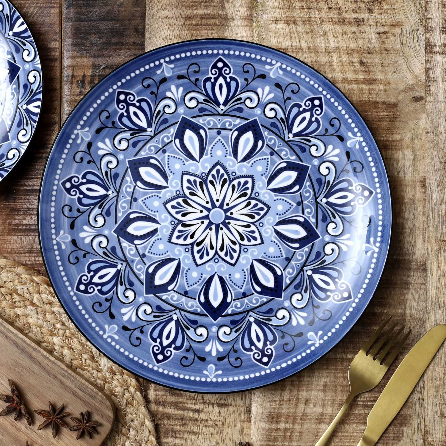 Bord Jaipur D26cm, Blauw