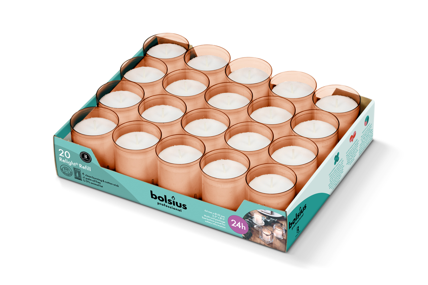 Relight® navullingen 24 uur 64/52 tray 20 Zacht Roze