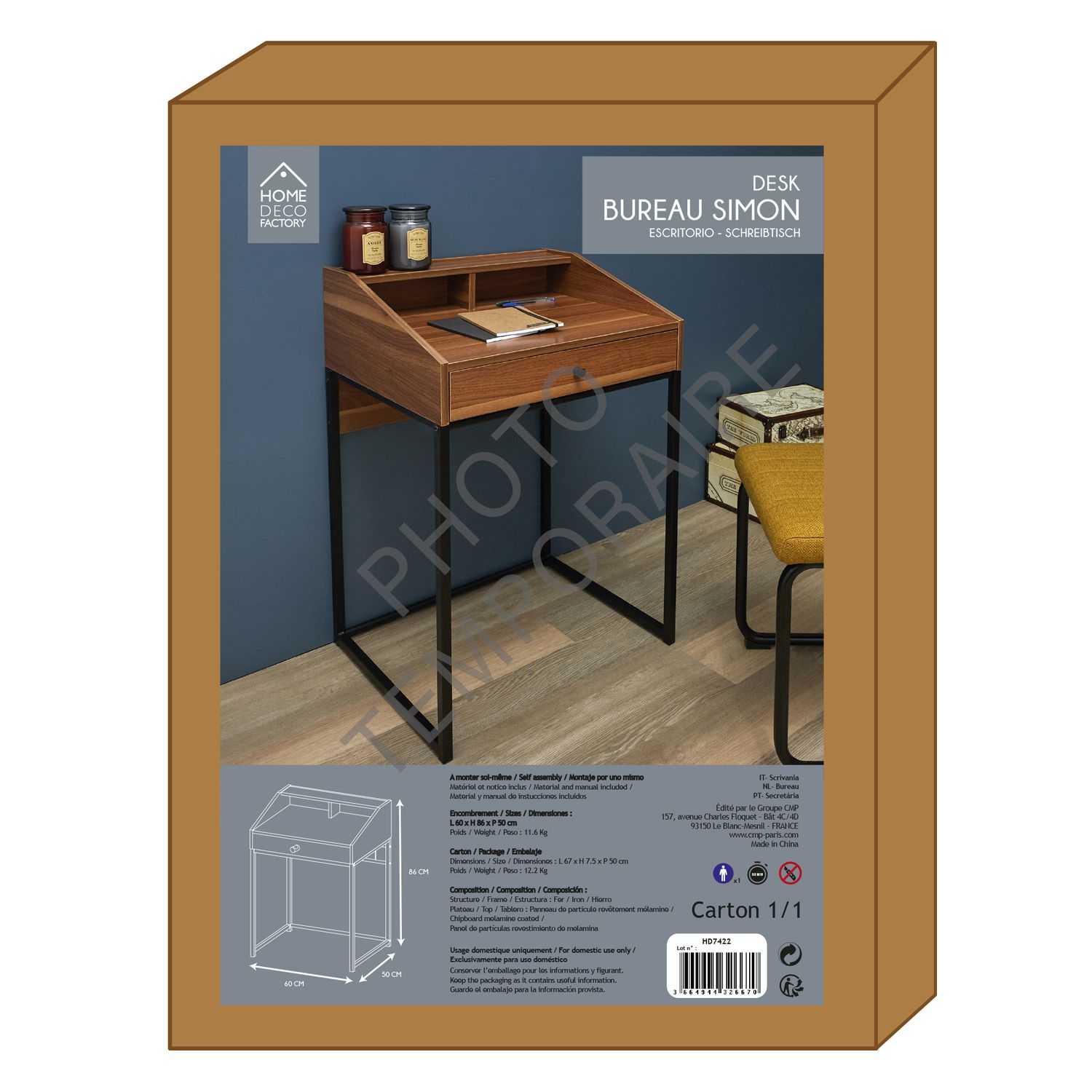 Home Deco Retro Bureau Simon 60x86x50cm 