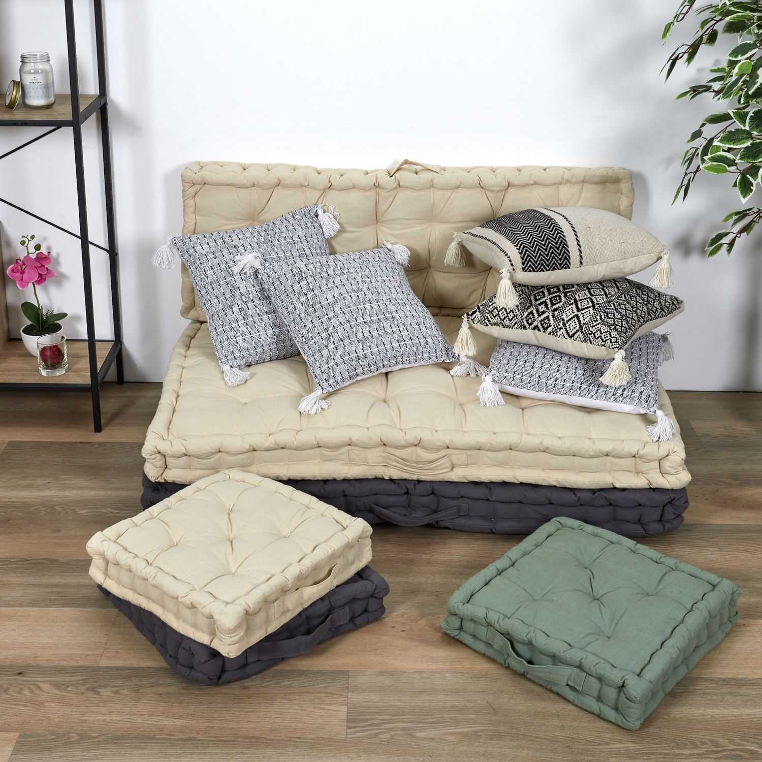 Vloerkussen outdoor 40x40cm, Creme