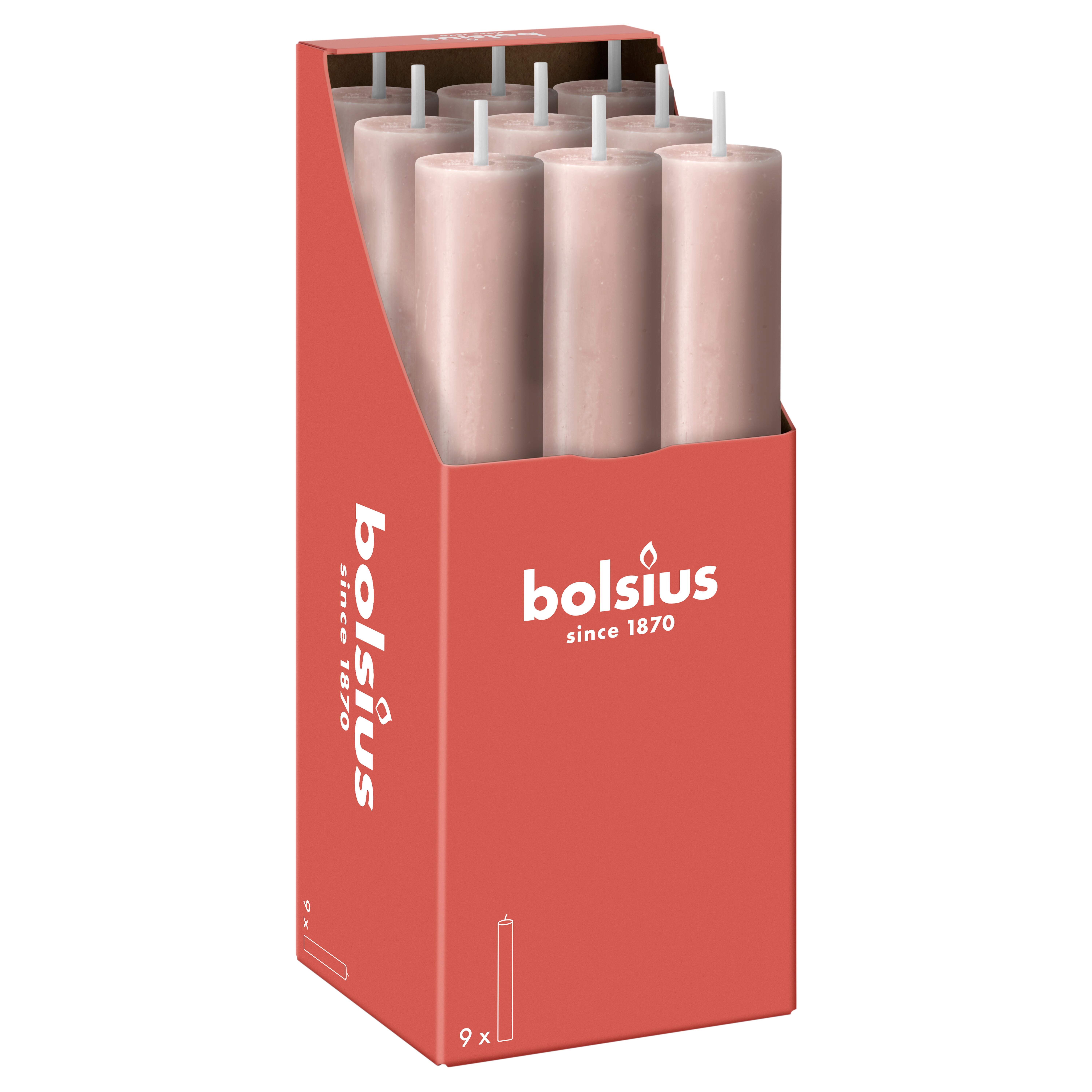 Rustiek tafelkaars XL 9 stuks Misty Pink