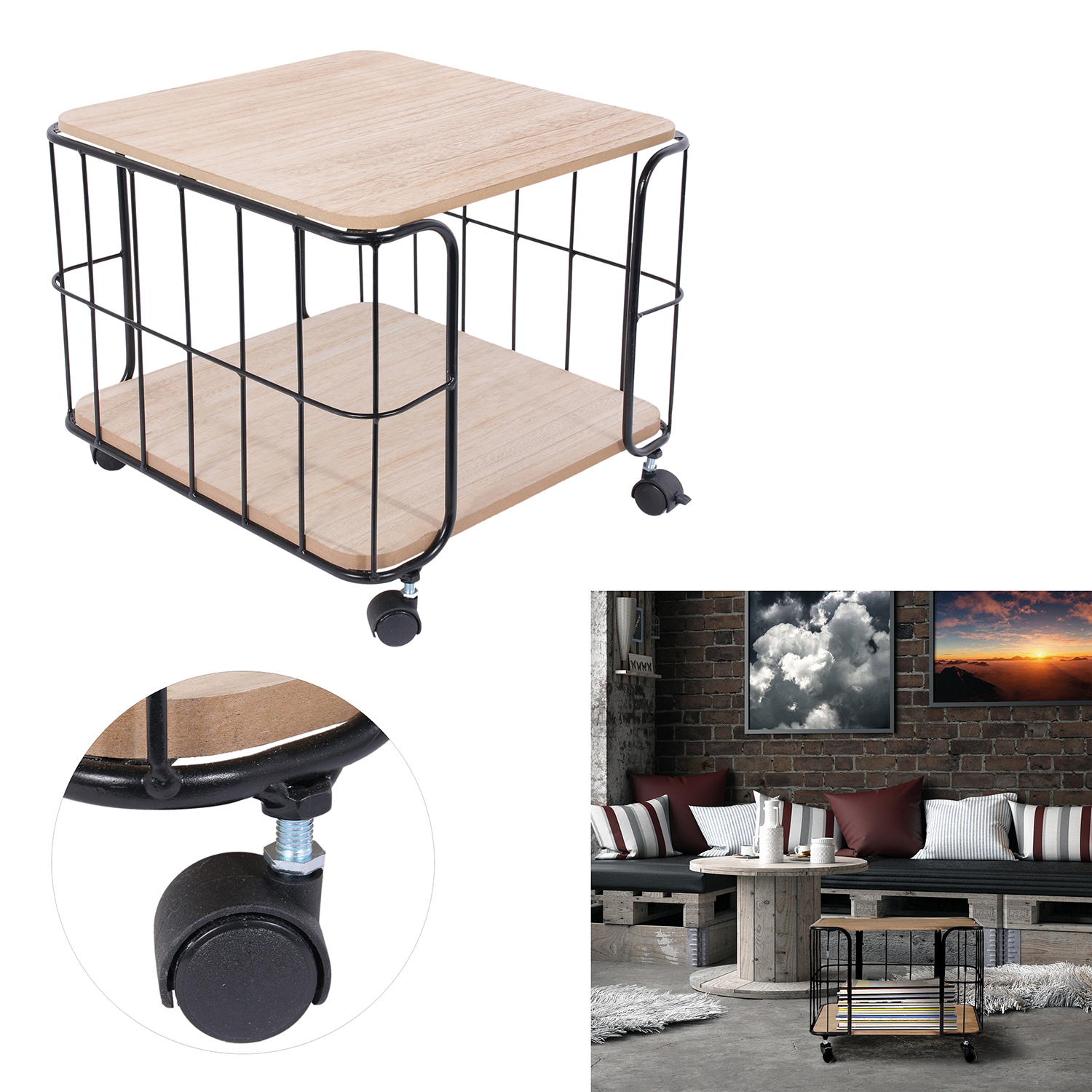 Opbergmand met wielen 38x38x33cm Opbergmand met wielen 38x38x33cm