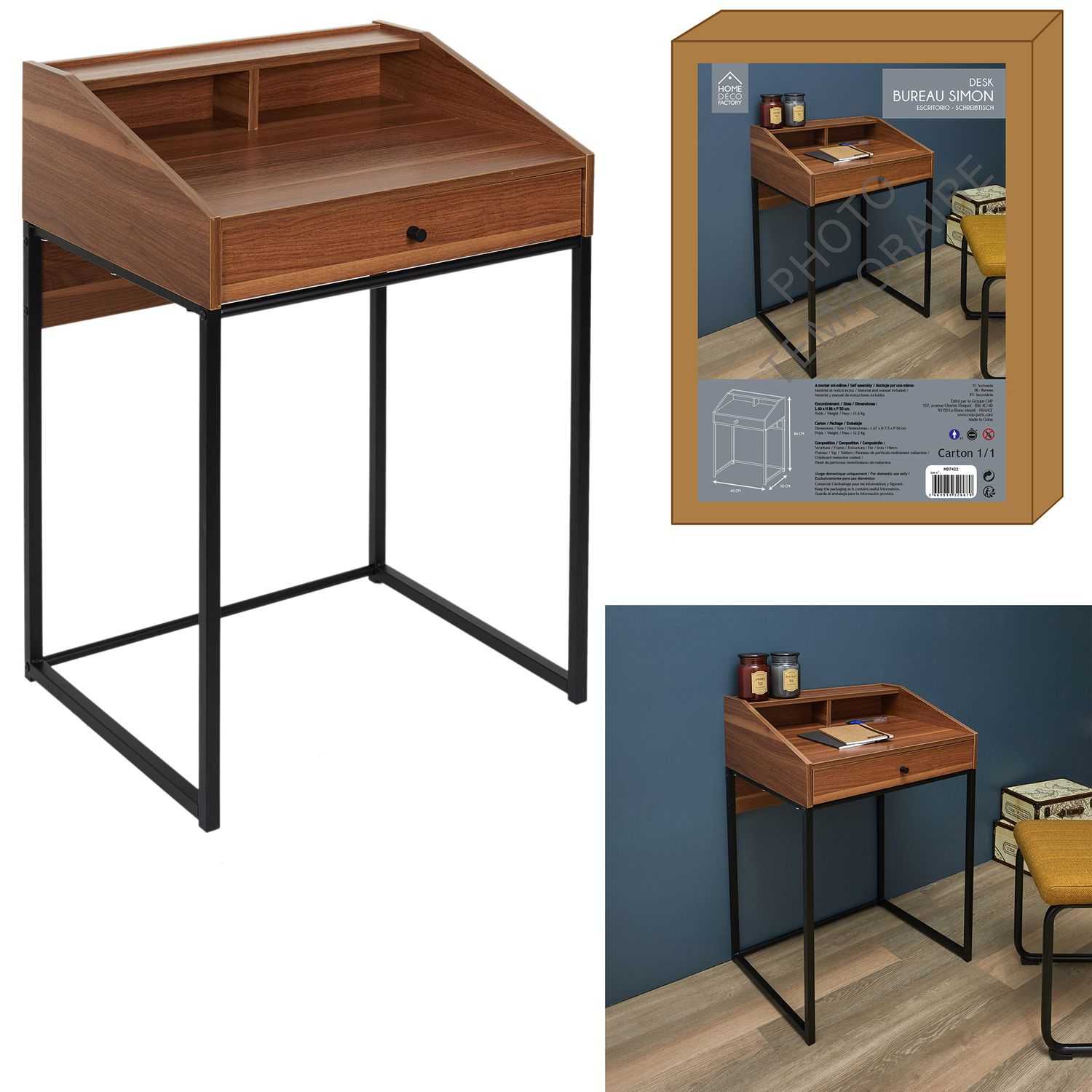 Home Deco Retro Bureau Simon 60x86x50cm 