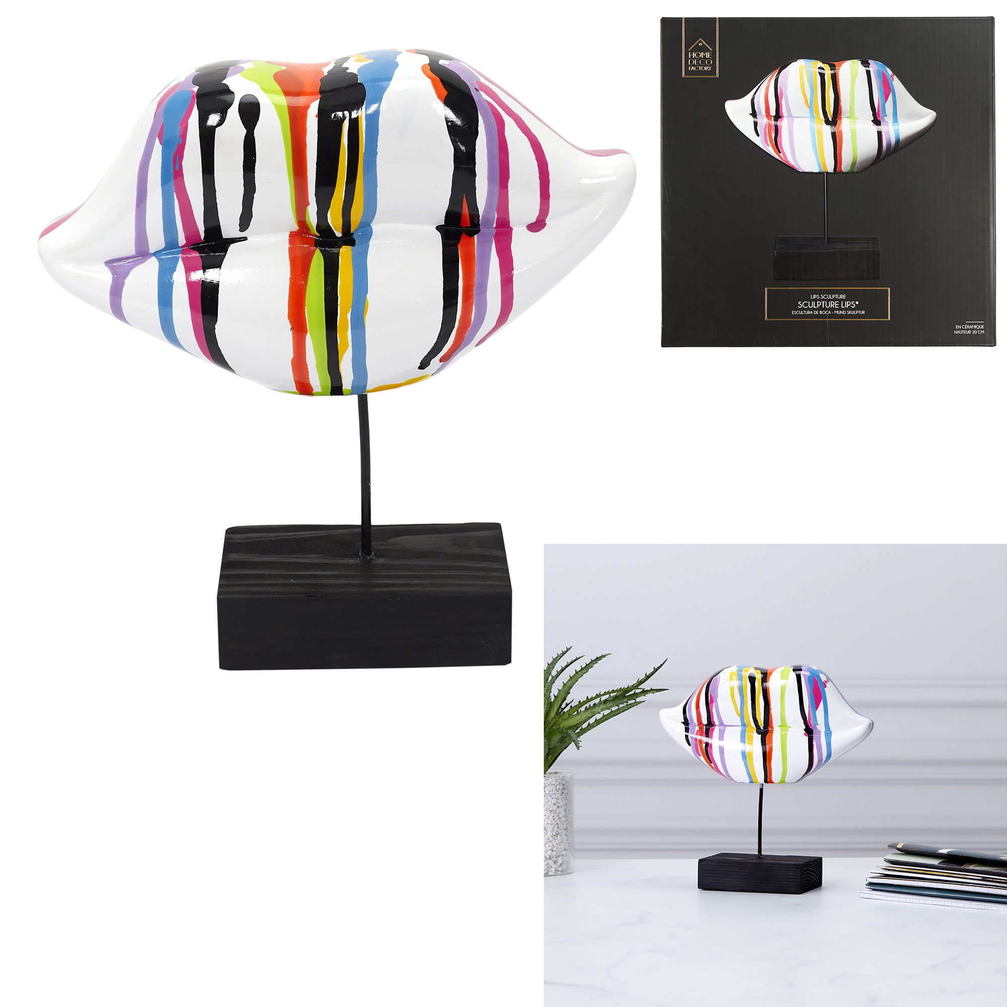 Lippen multicolor op standaard 19,5x10,5x6cm Lippen multicolor op standaard 19,5x10,5x6cm