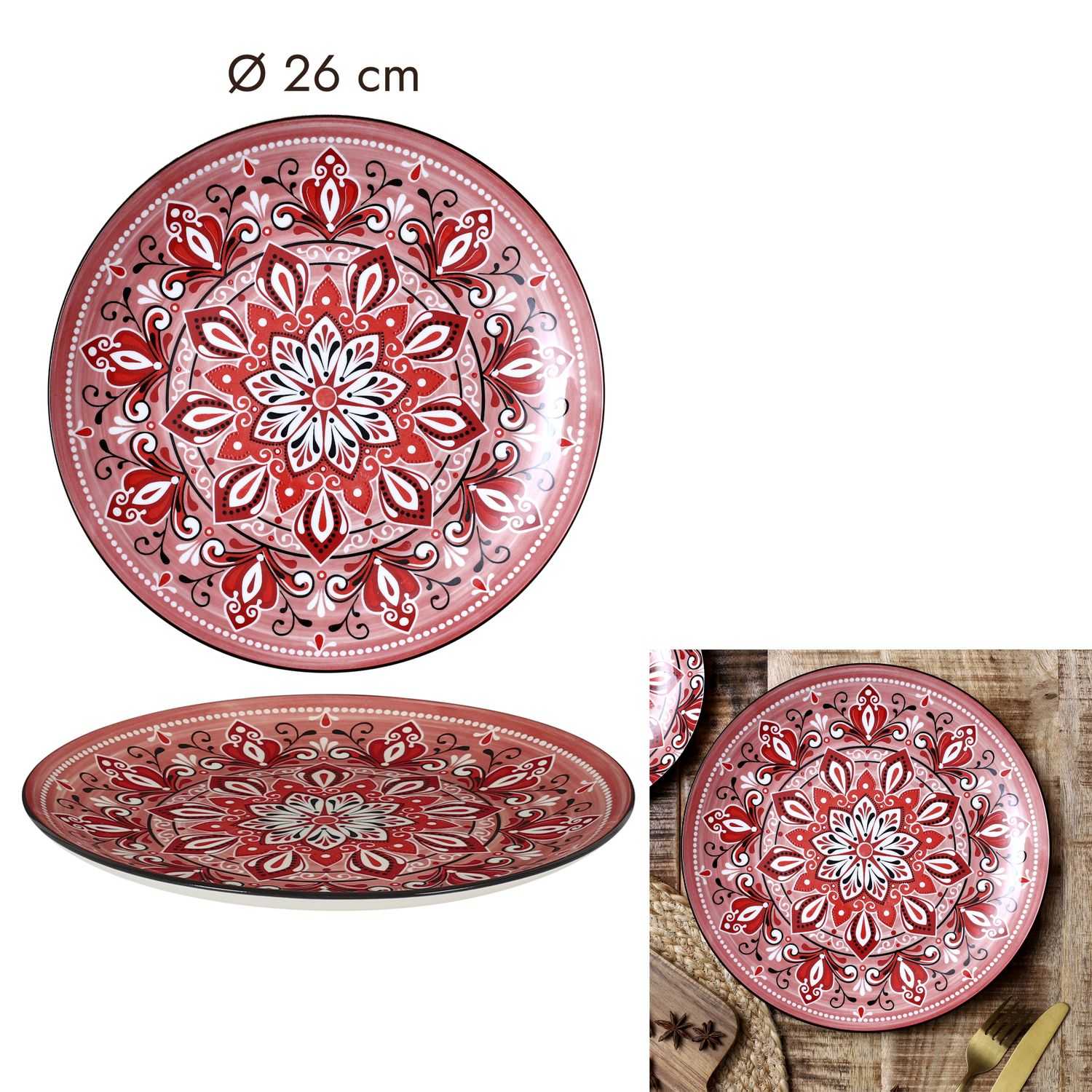 Bord Jaipur D26cm, Rood