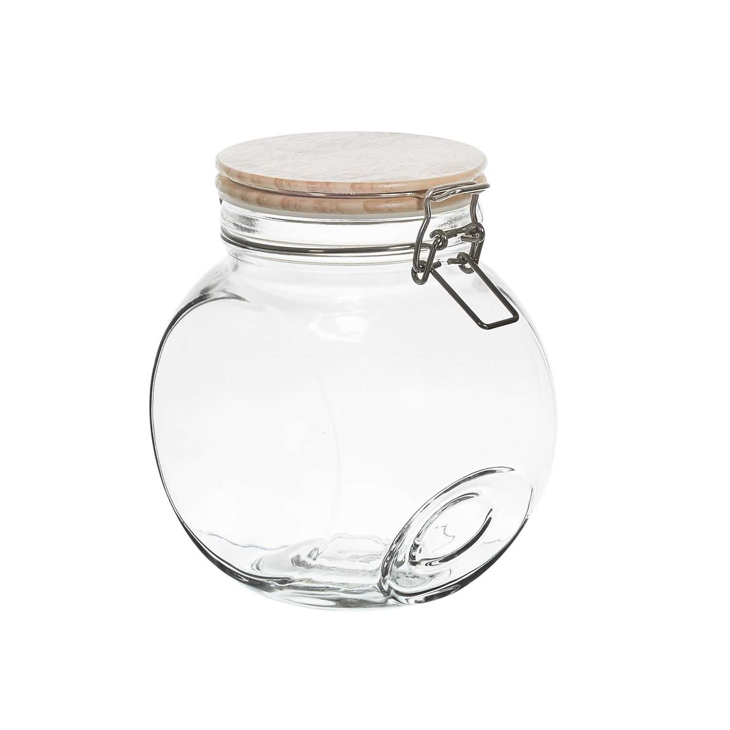 Glazen snoeppot met houten deksel 1,7liter