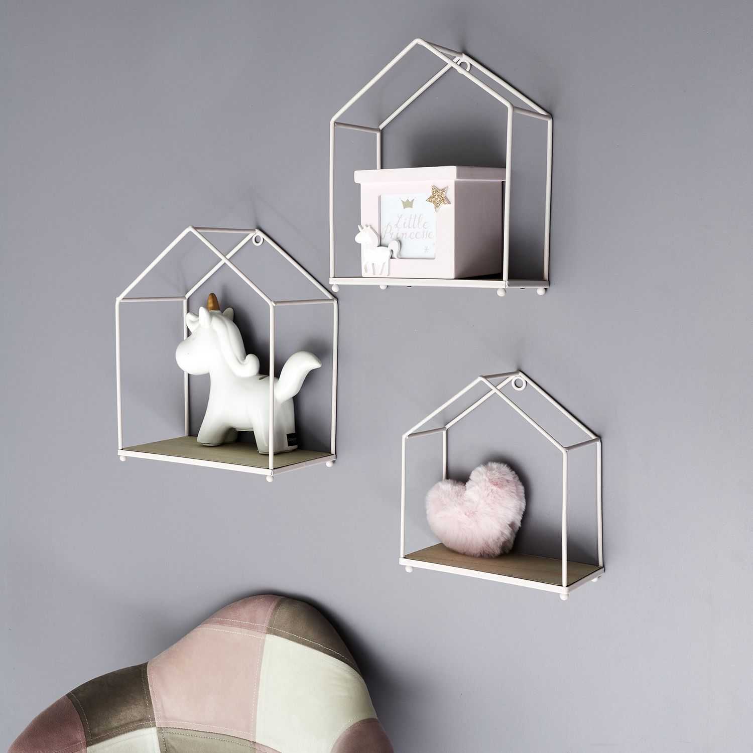 Draadhuisjes roze, set 3 st.