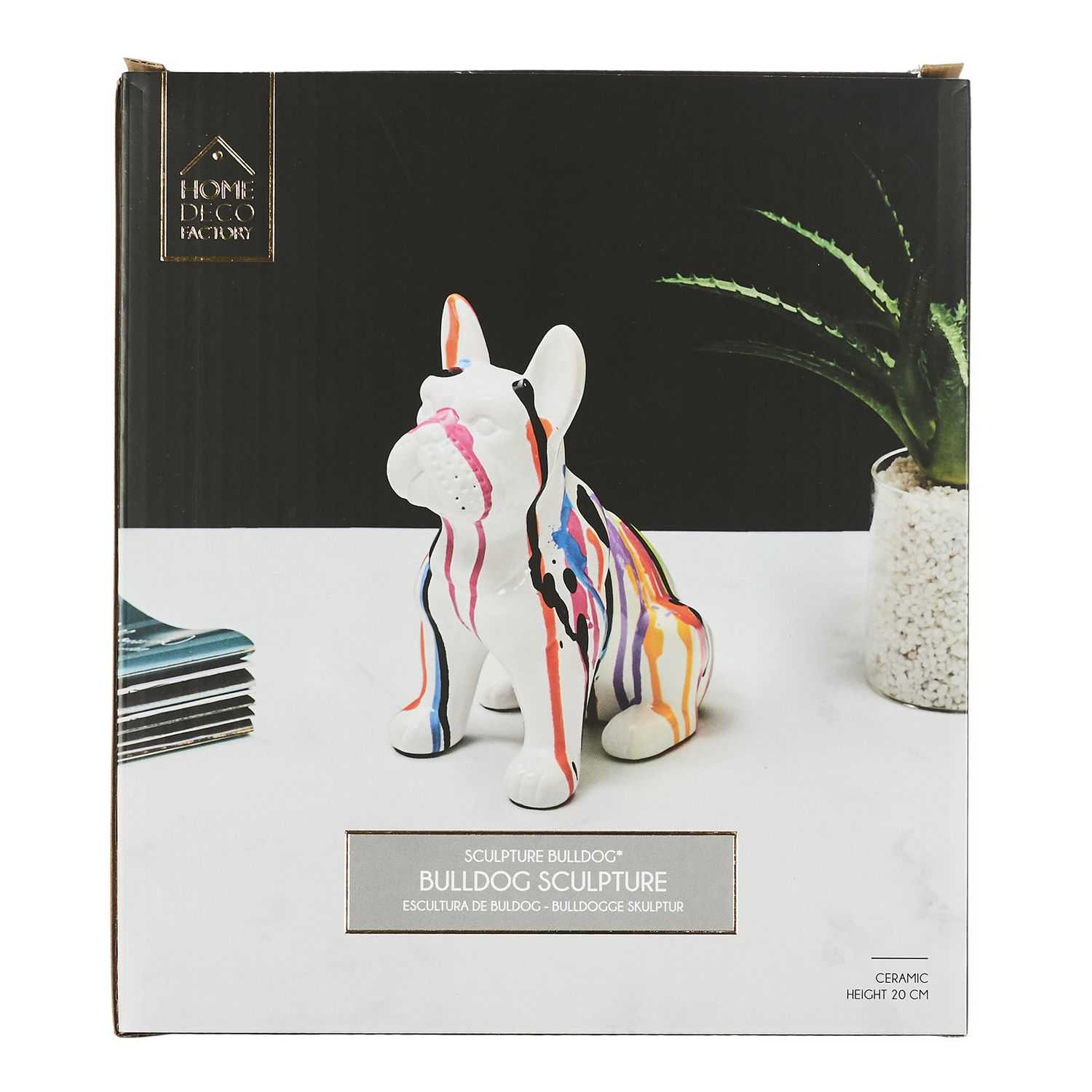 Decoratieve bulldog Multicolor 20cm keramiek