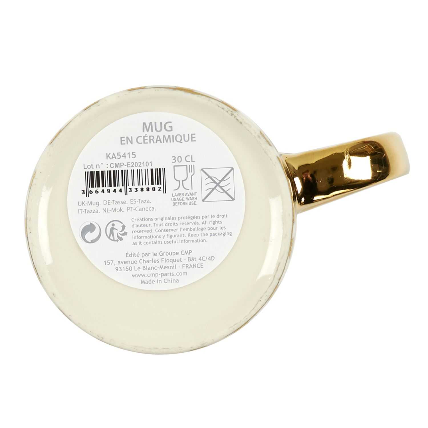 Mok ceramique design 30cl Goud 