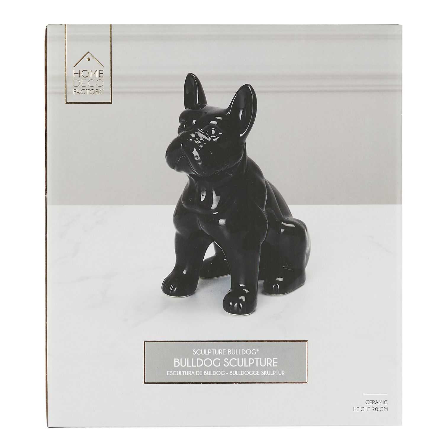 Decoratief black bulldog 20cm keramiek