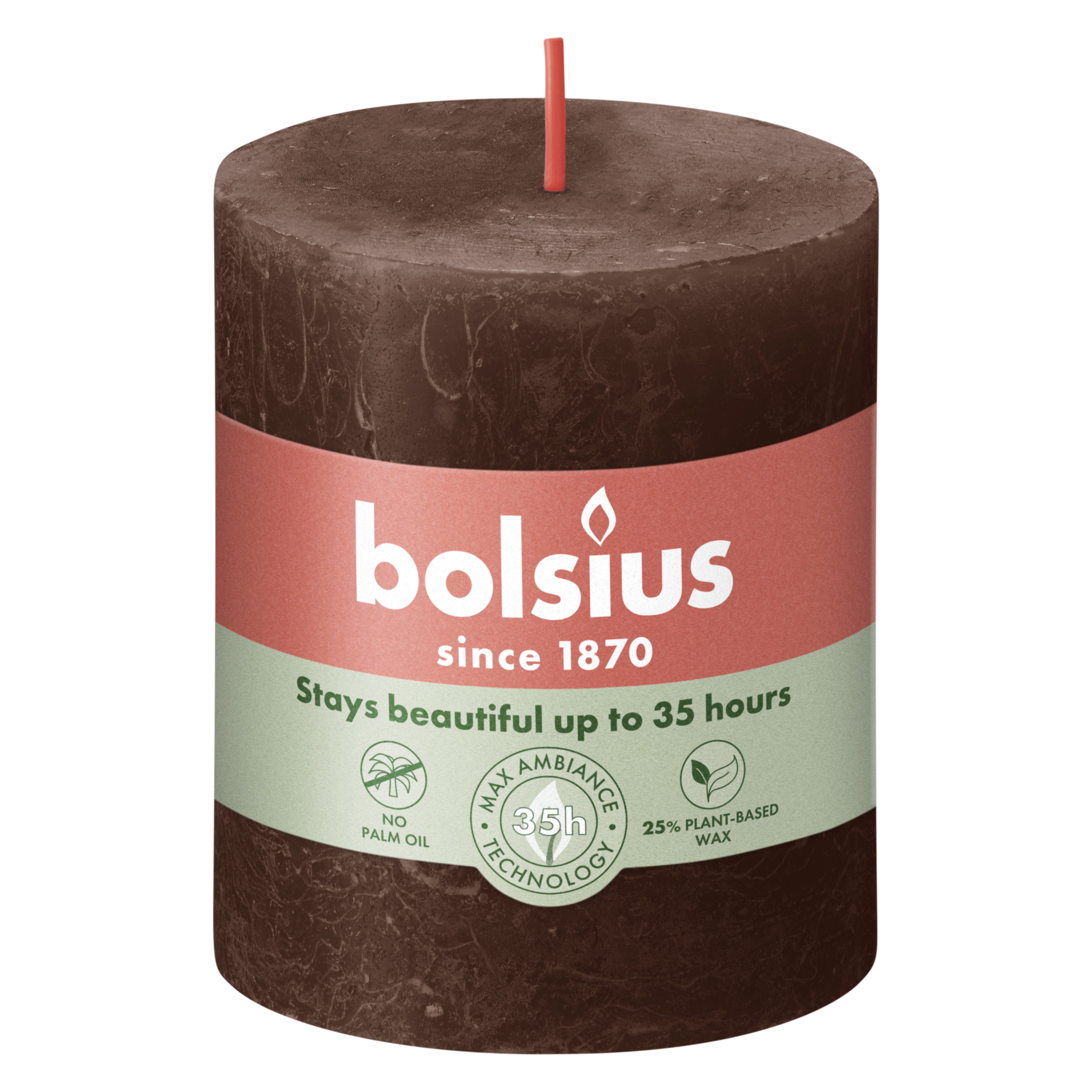 Rustiek stompkaars 80/68 Chocolate Brown