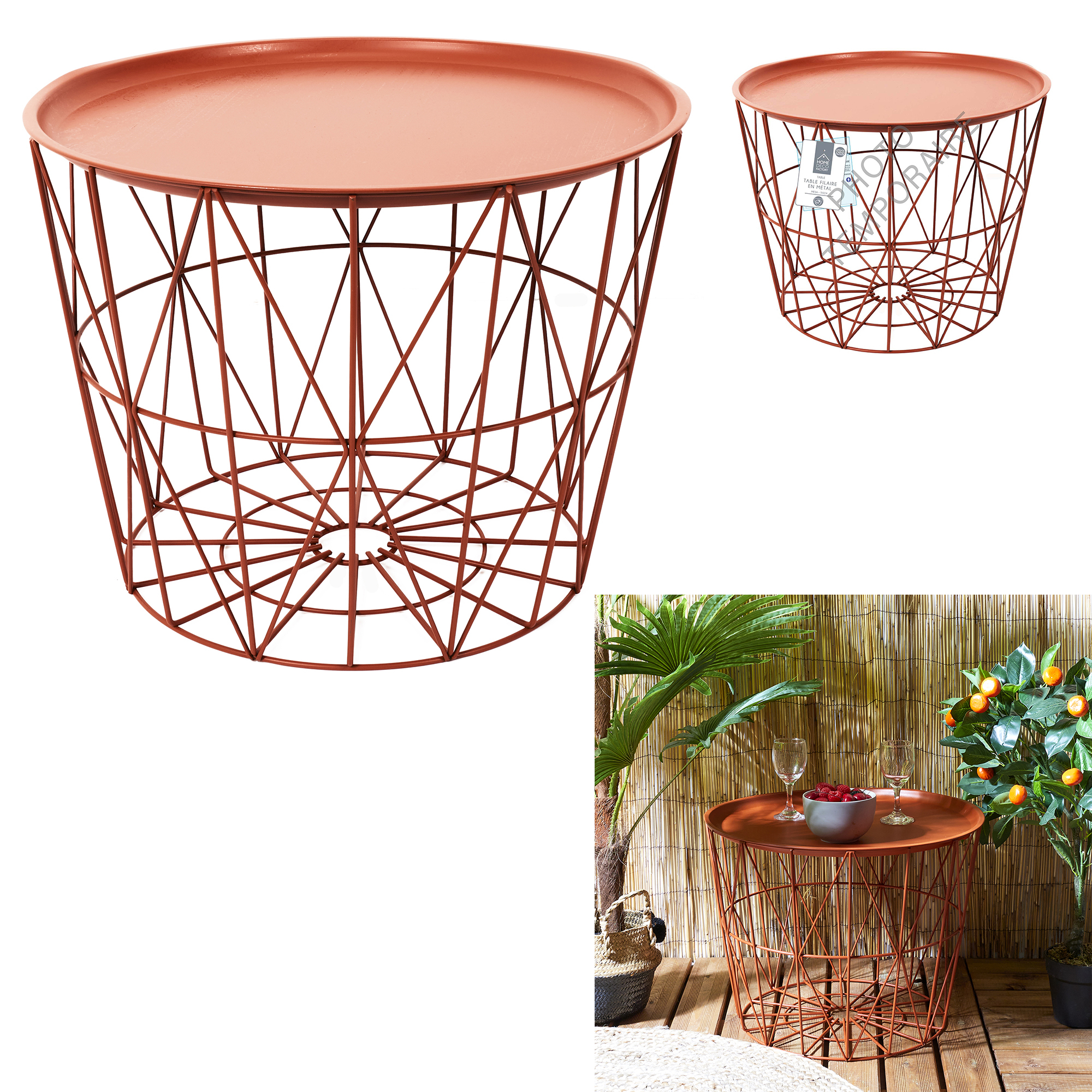 Metalen opbergmand D50cm Terracotta Metalen opbergmand D50cm Terracotta
