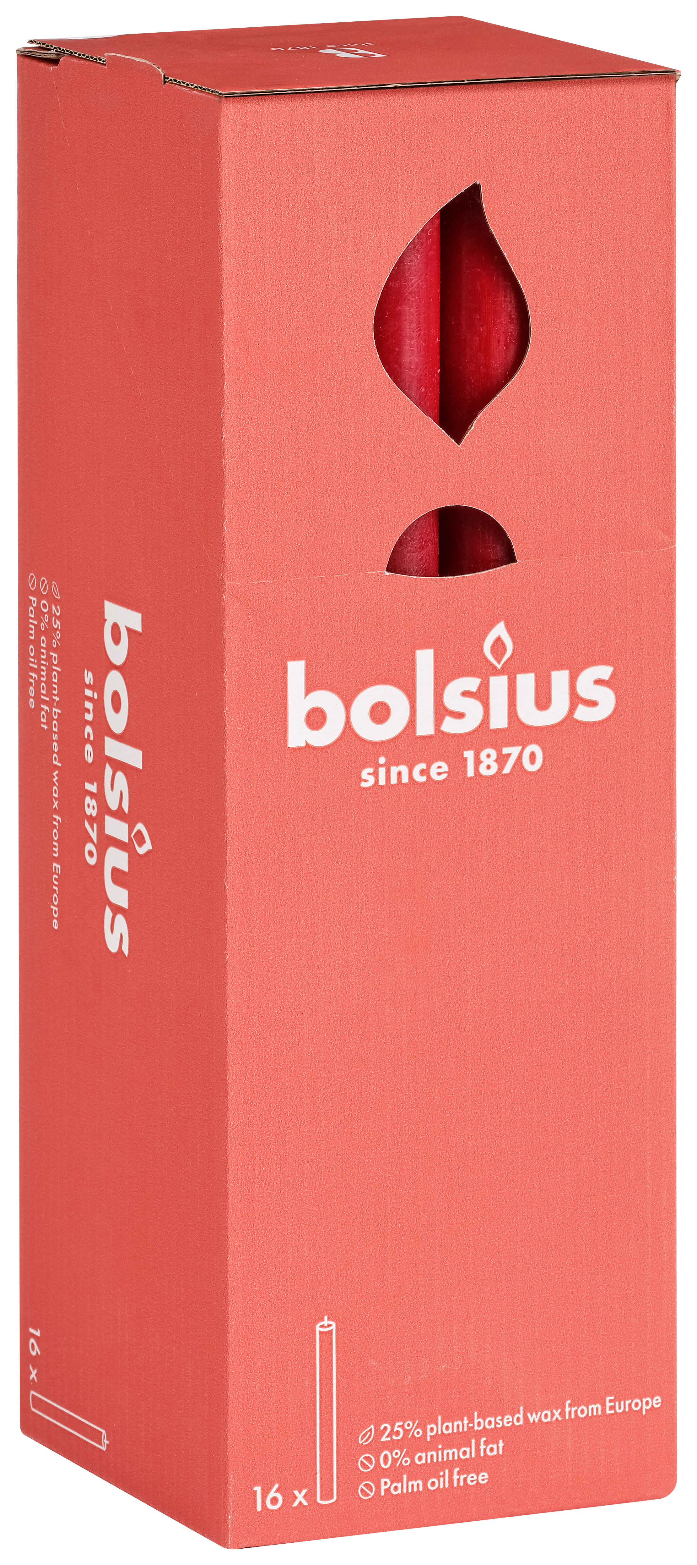 Rustieke tafelkaars 270/23 doos 16 Velvet Red Rustieke tafelkaars 270/23 doos 16 Velvet Red