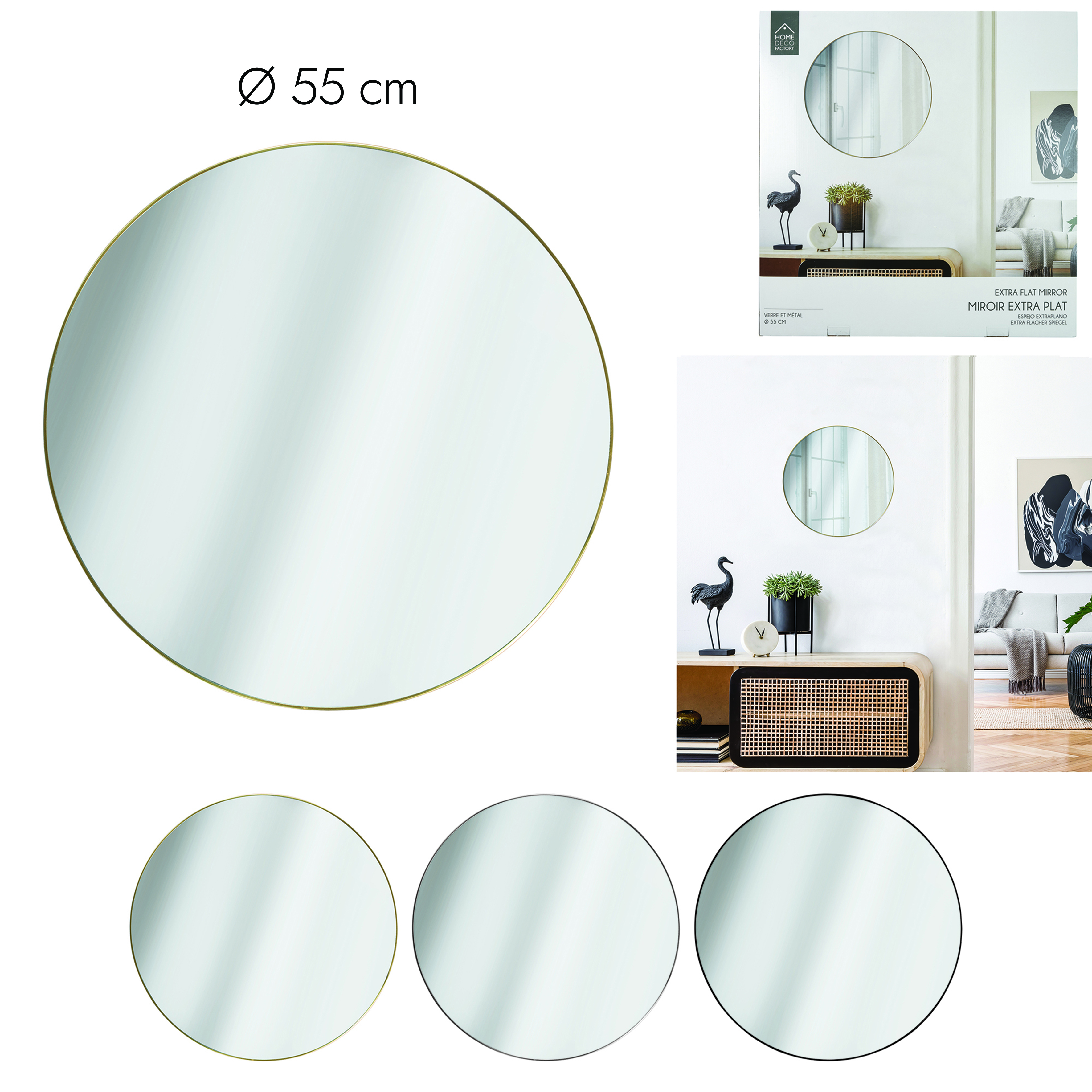 Extra platte spiegel rond 55cm Extra platte spiegel rond 55cm