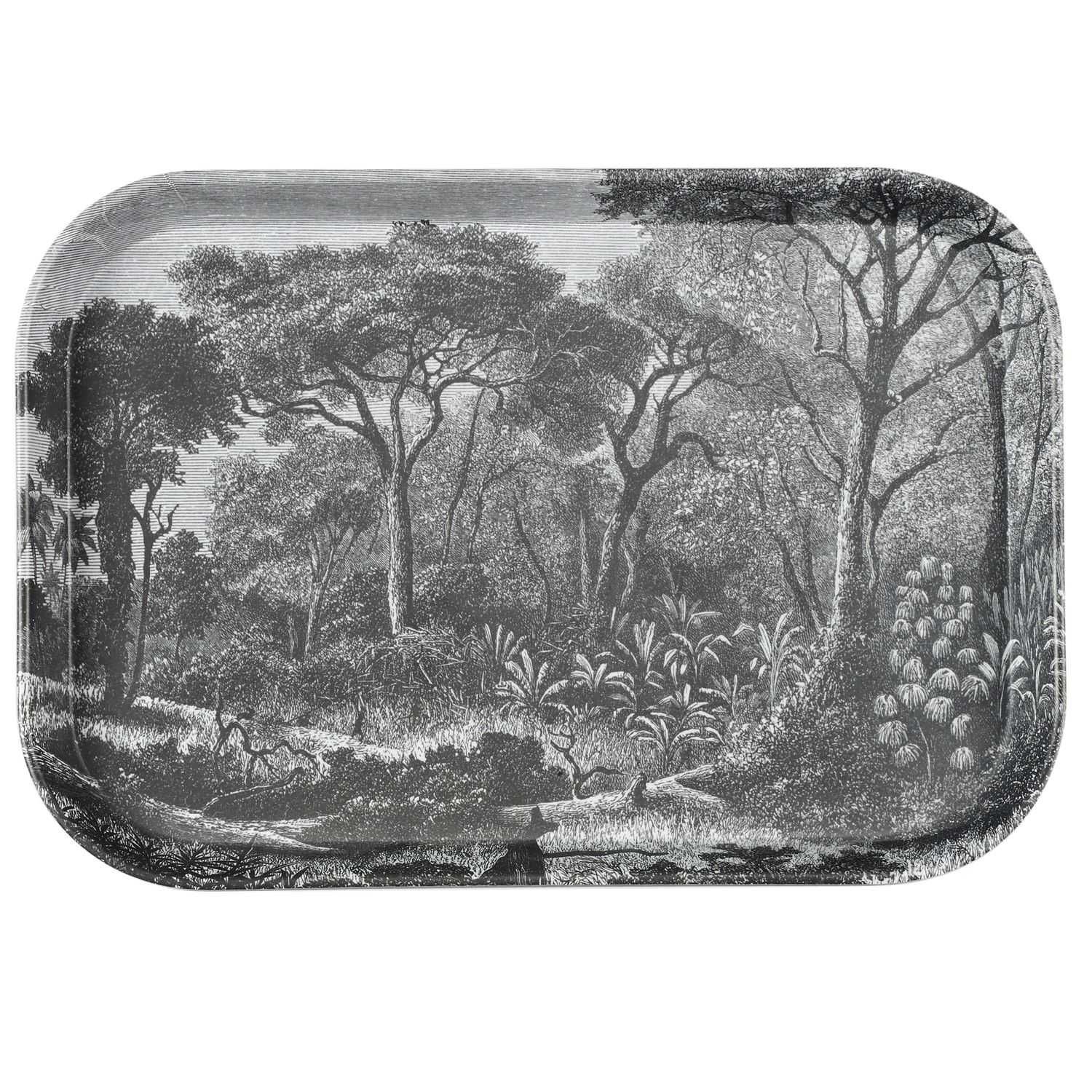 Black Forest Melamine dienblad rechthoek 21cm met bosprint Zwart