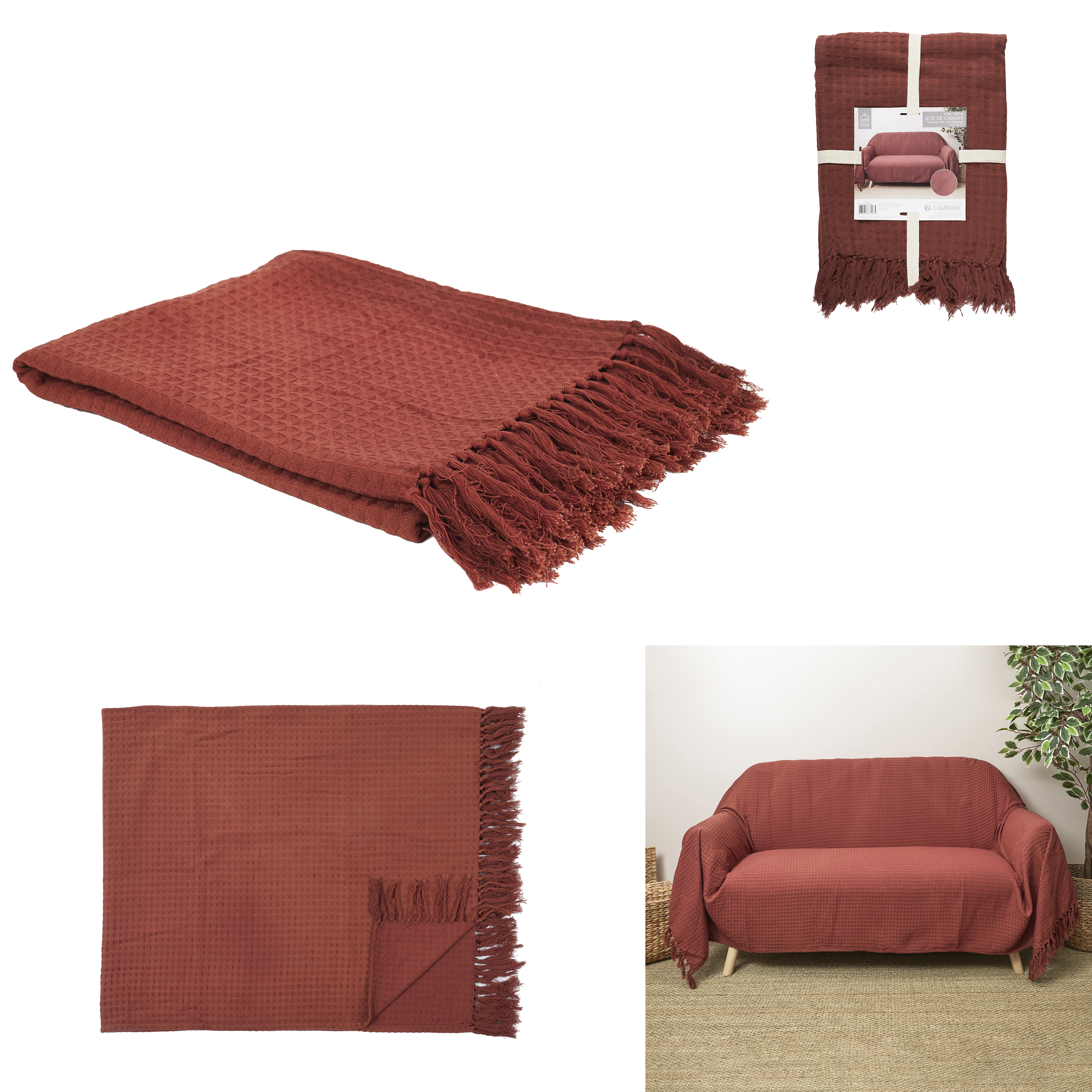 Wafelplaid 170x250cm Terracotta Wafelplaid 170x250cm Terracotta