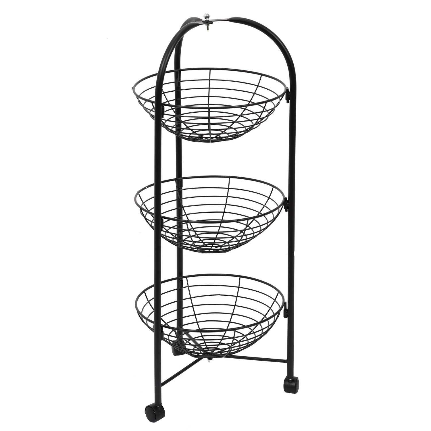 Ronde trolley met 3 niveaus Zwart 