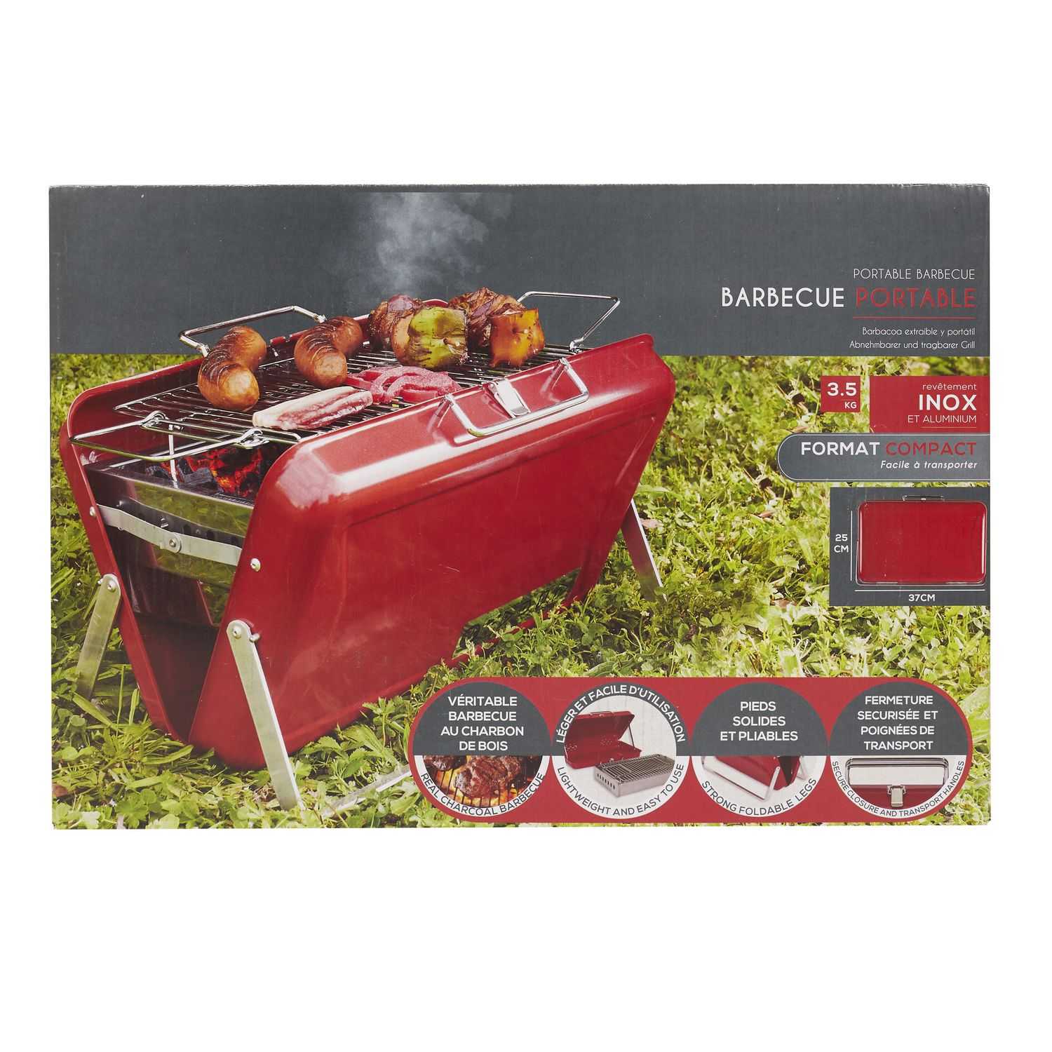 Draagbare kofferbarbecue Rood
