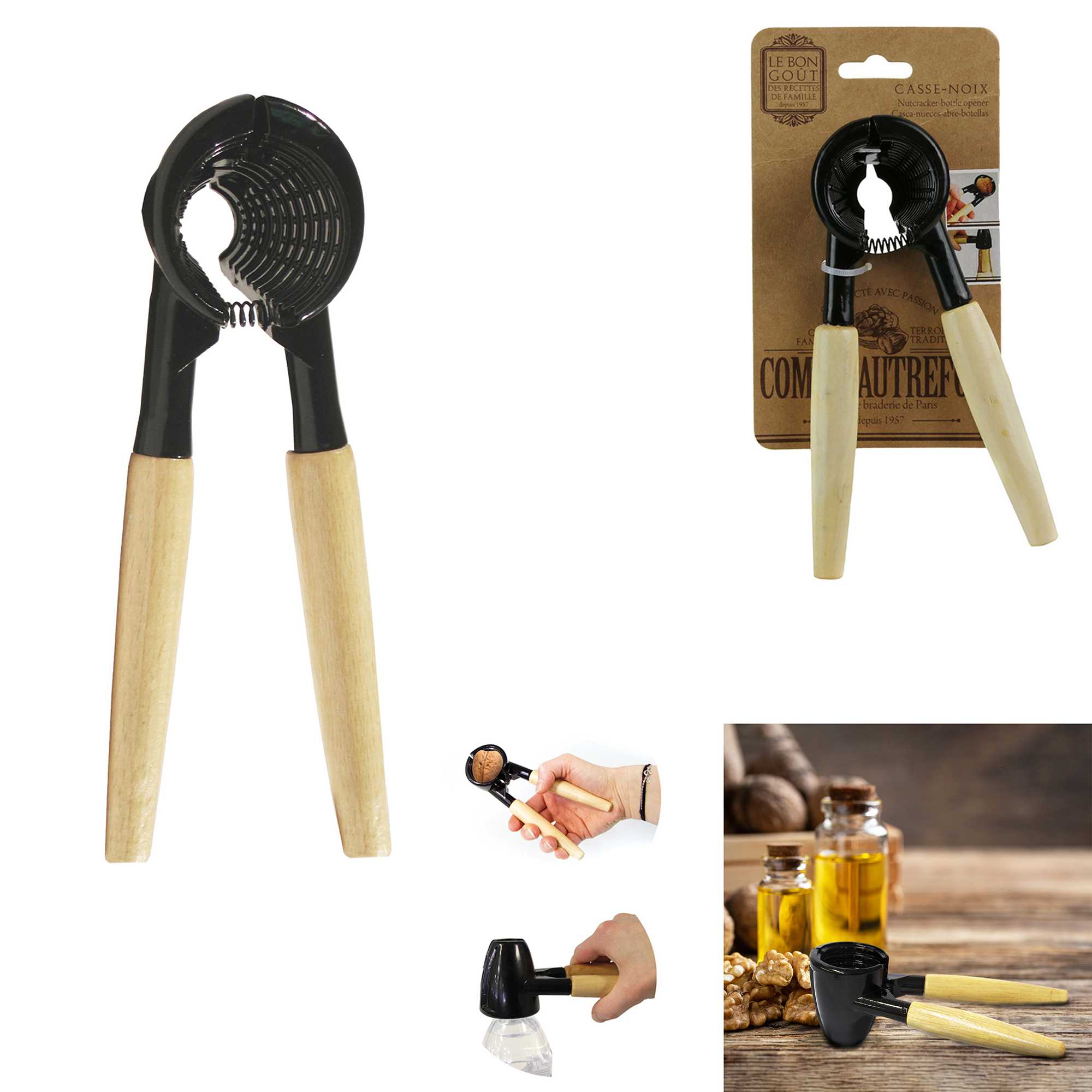 Notenkraker met flesopener 