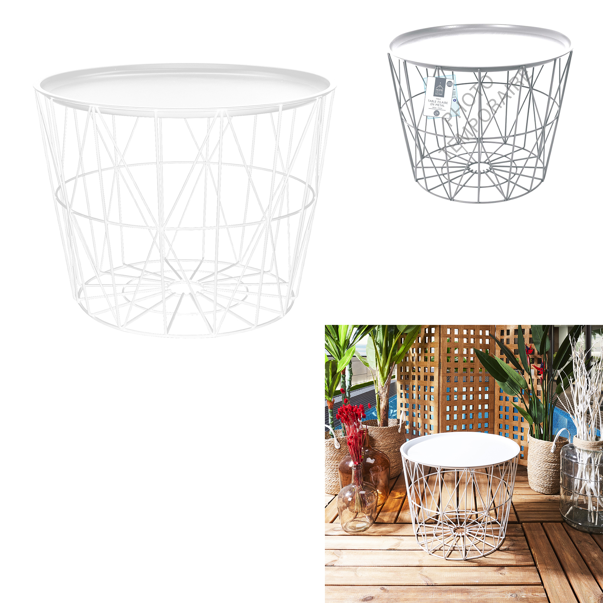 Metalen opbergmand D50cm Wit Metalen opbergmand D50cm Wit